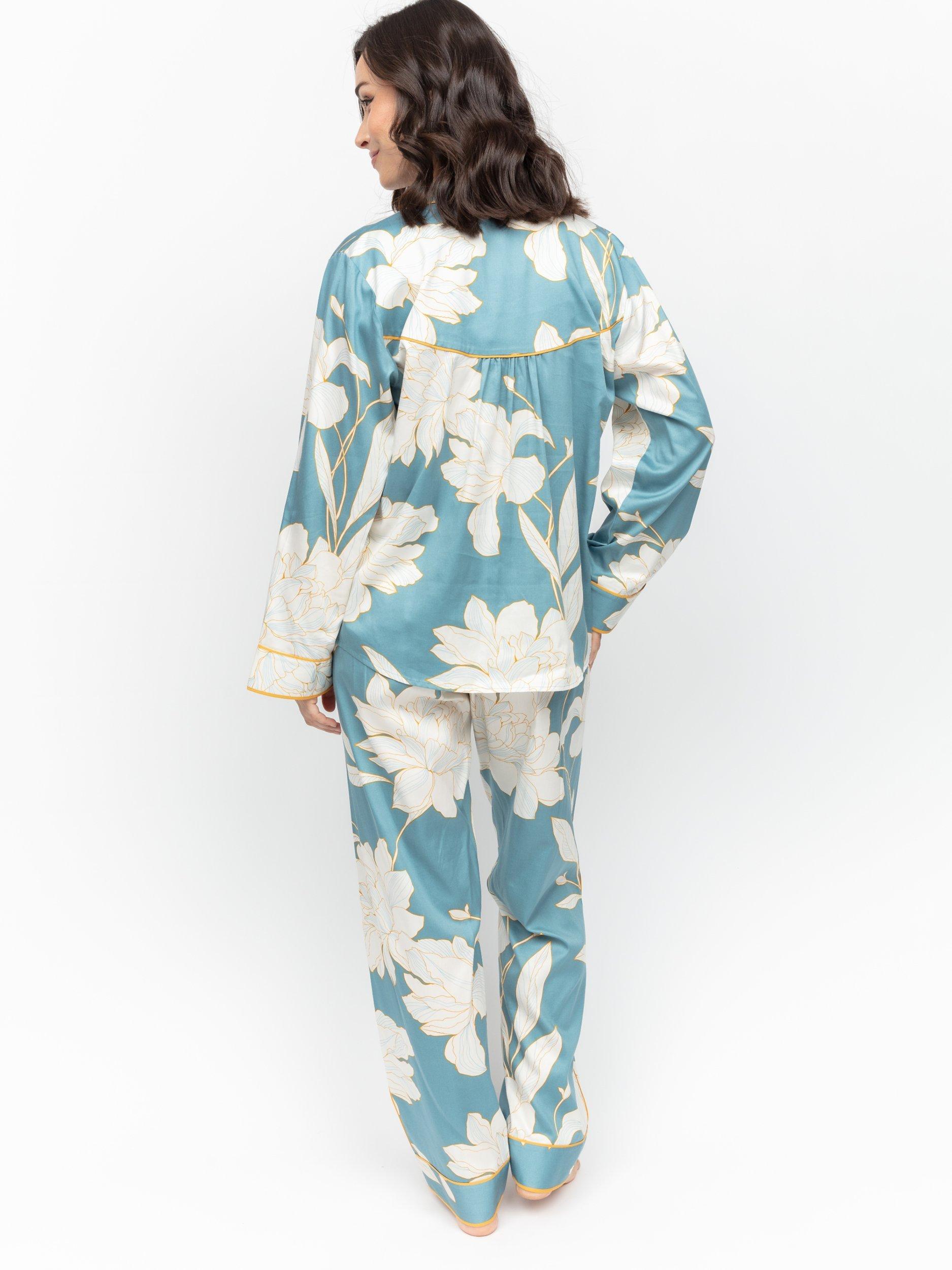 Product image 3 of 4, which shows Fable & Eve Greenwich Floral Pyjama Set, Cerulean Blue, 8