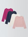 John Lewis Kids' Plain Long Sleeve Tops, Pack of 4, Multi