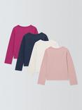 John Lewis Kids' Plain Long Sleeve Tops, Pack of 4, Multi