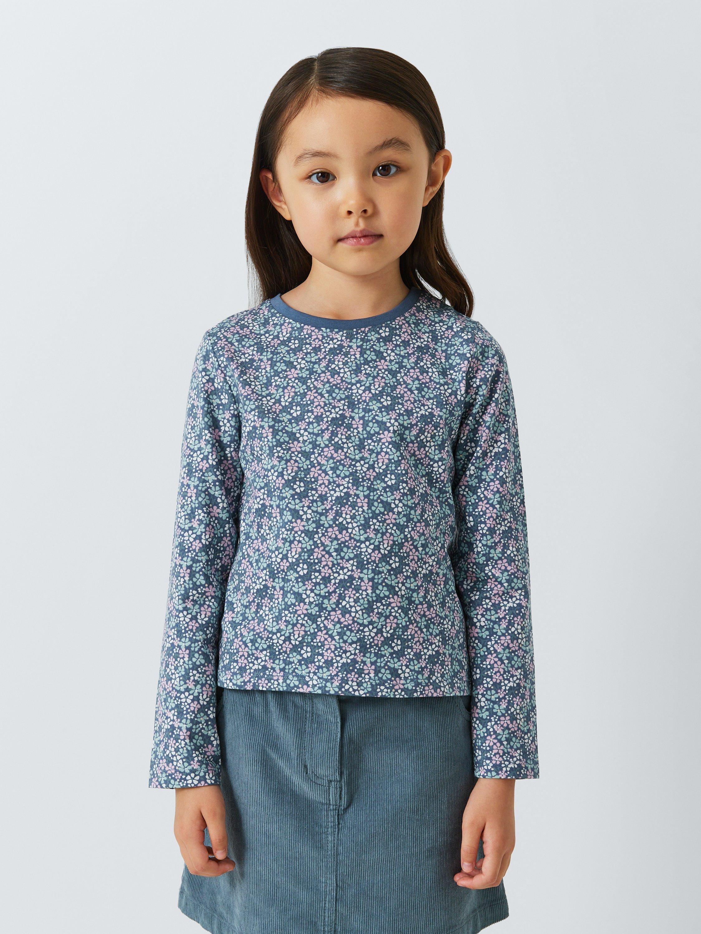 John Lewis Kids' Plain/Stripe/Floral Long Sleeve Tops, Pack of 3, Multi