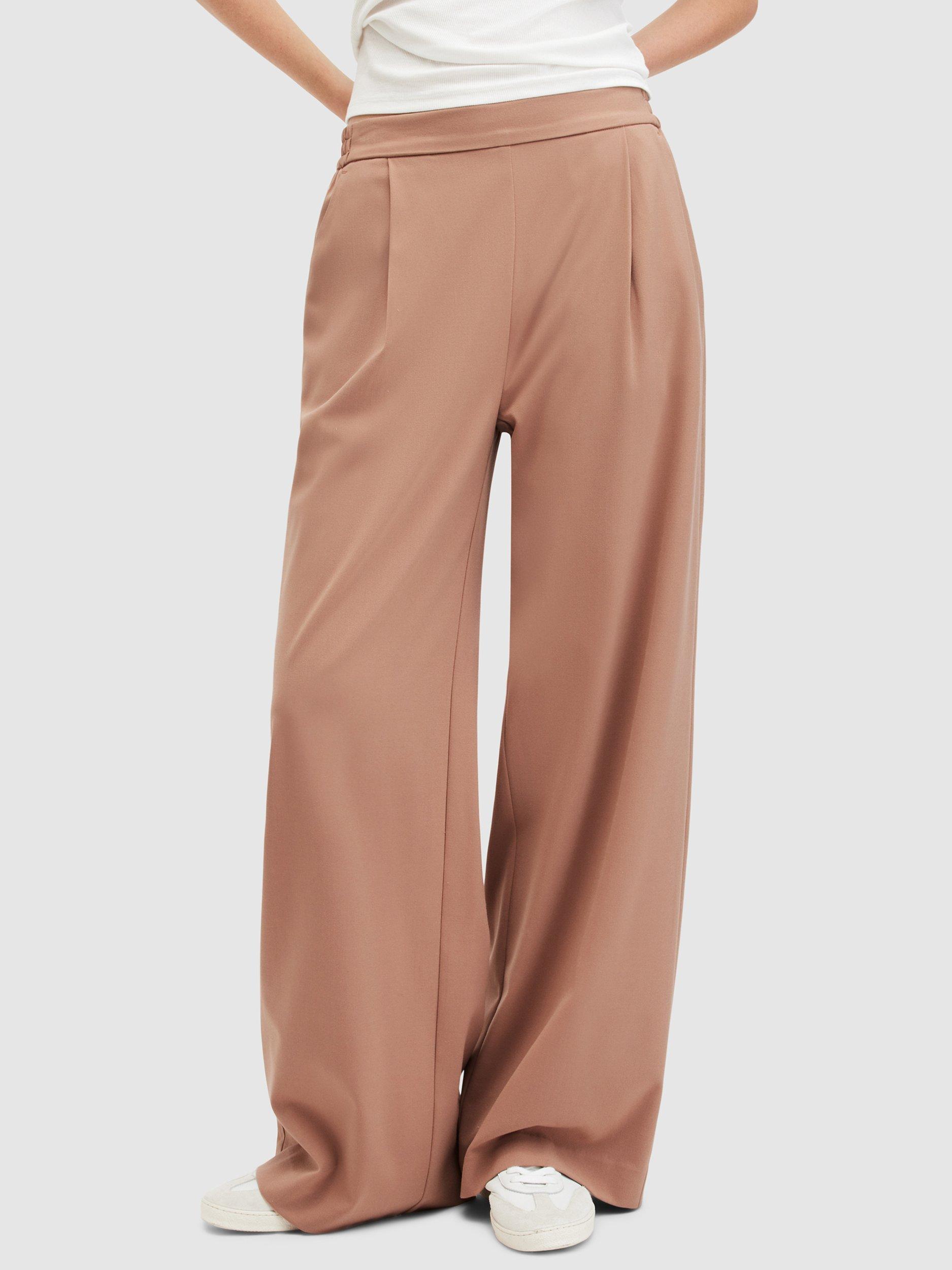 AllSaints Aleida Wide Leg Trousers, Fawn Brown