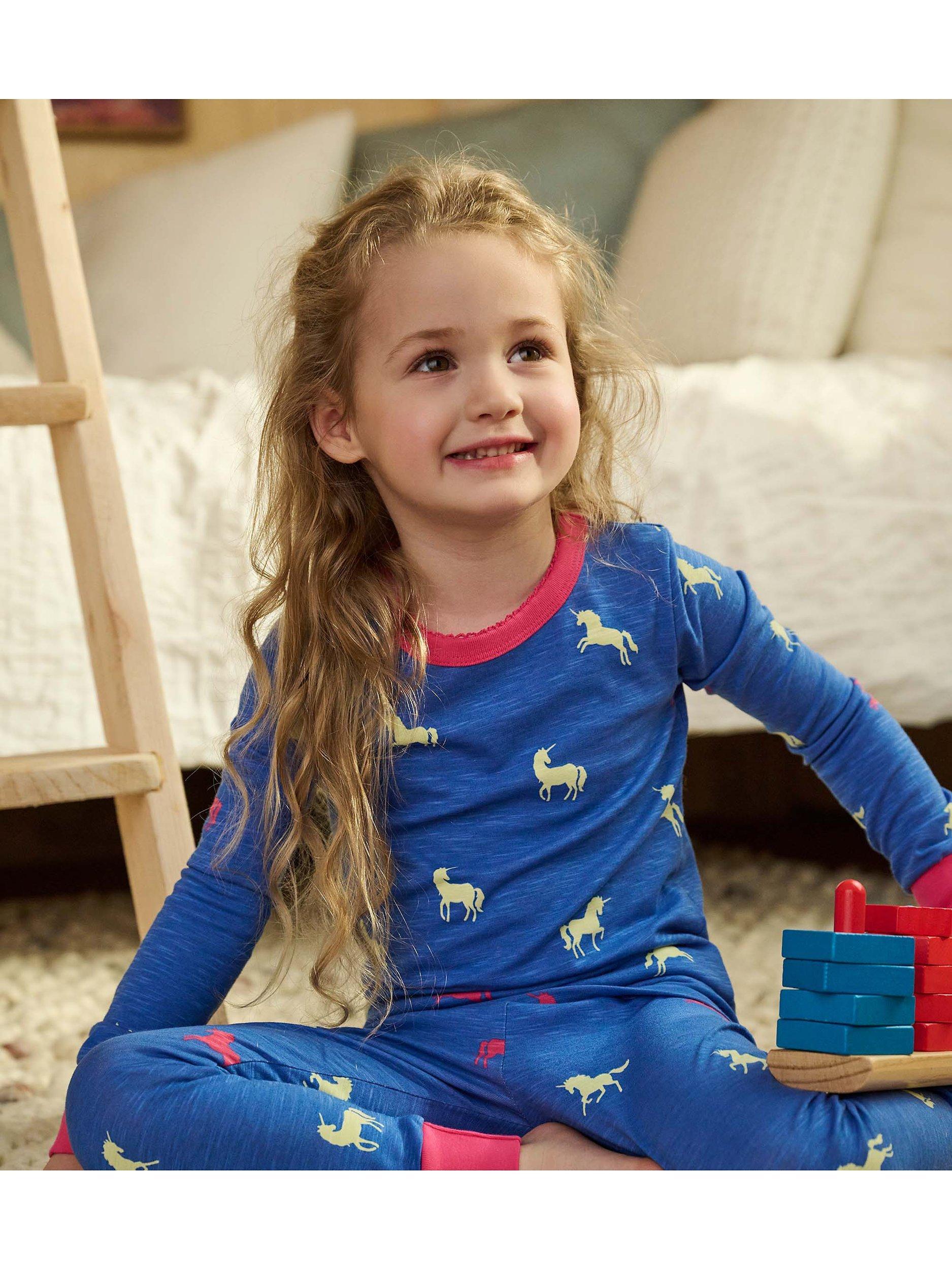 Hatley Kids' Unicorn Glow Pyjamas, Palace Blue