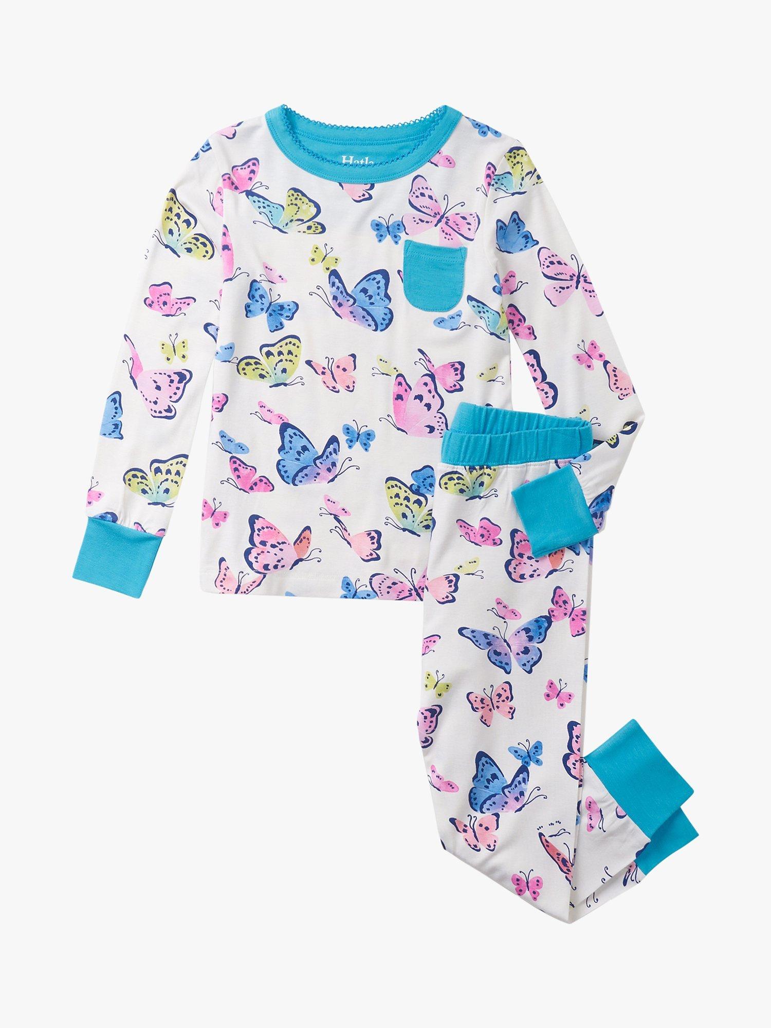 Hatley Kids' Big Butterflies Print Pyjamas Set, White
