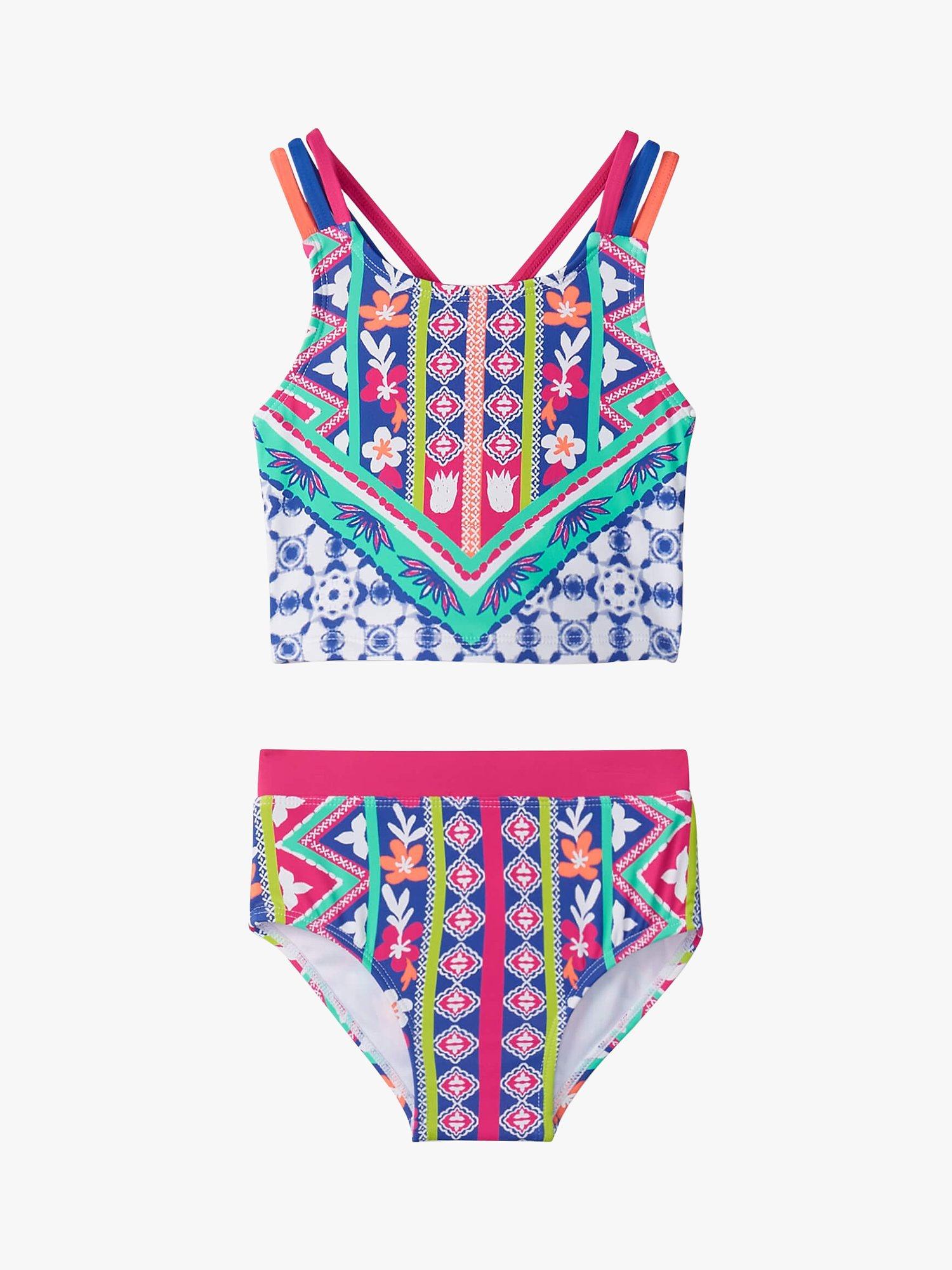 Hatley Kids' Kaleidoscope Print Tankini, White/Multi