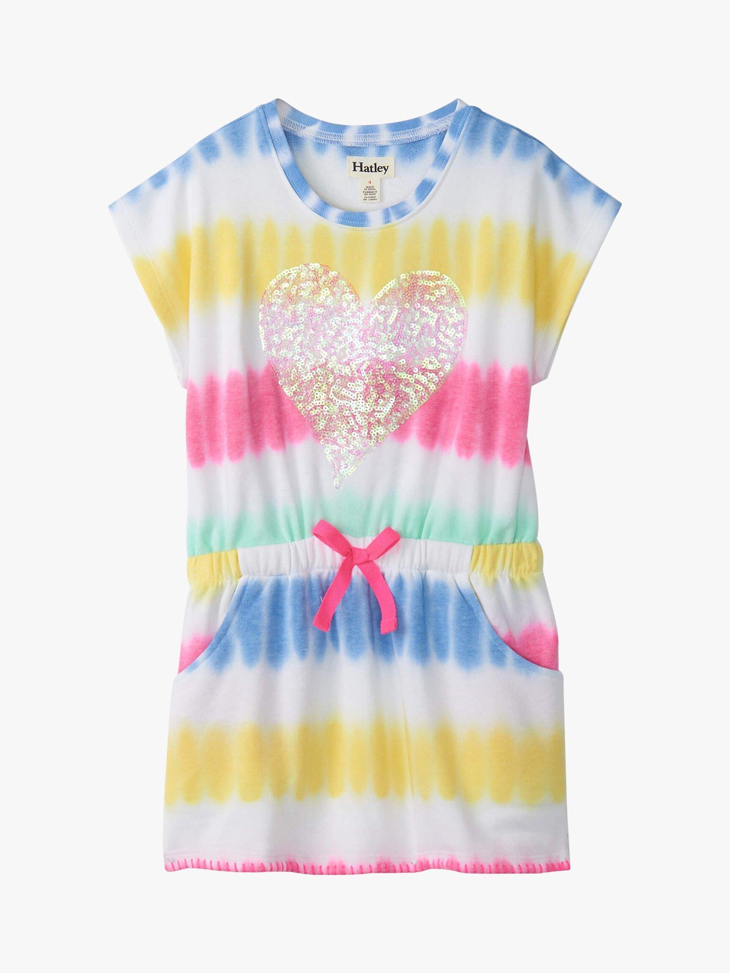 Hatley Kids' Sunset Tie Dye Pull On Dress, White/Multi