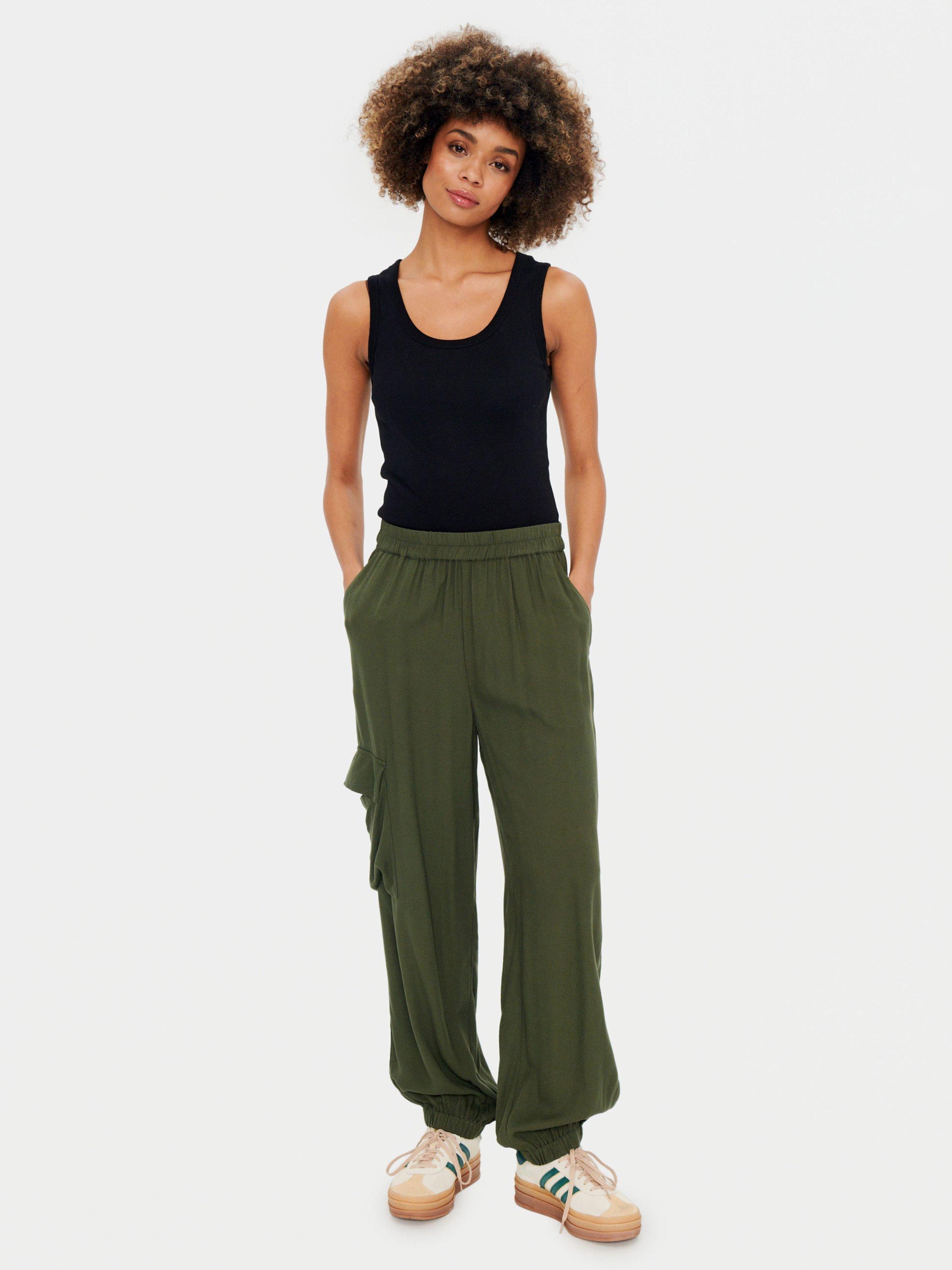 Product image 3 of 8, which shows Saint Tropez Dorra Wide Leg Cargo Trousers, Musk, XL