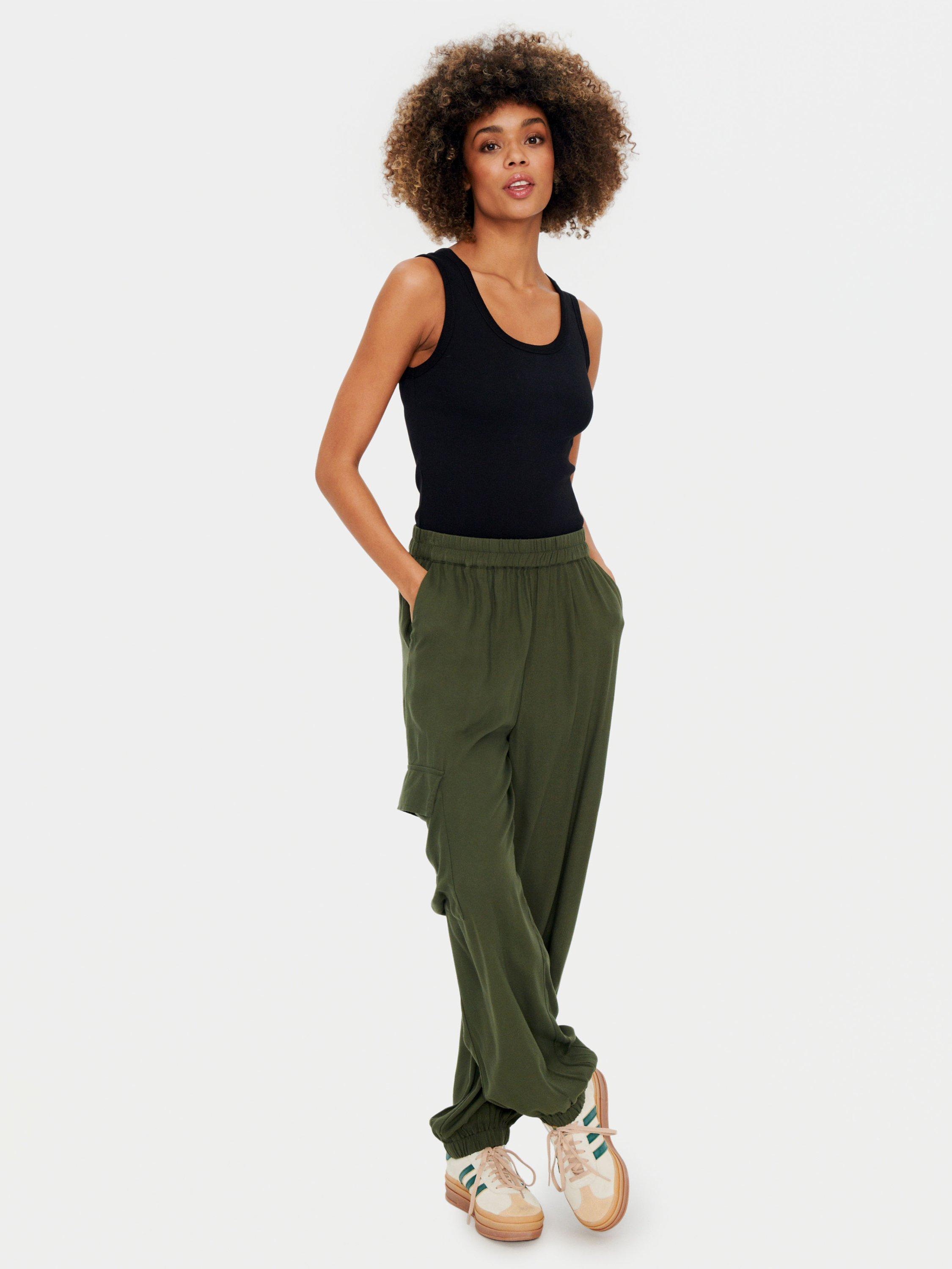 Product image 4 of 8, which shows Saint Tropez Dorra Wide Leg Cargo Trousers, Musk, XL