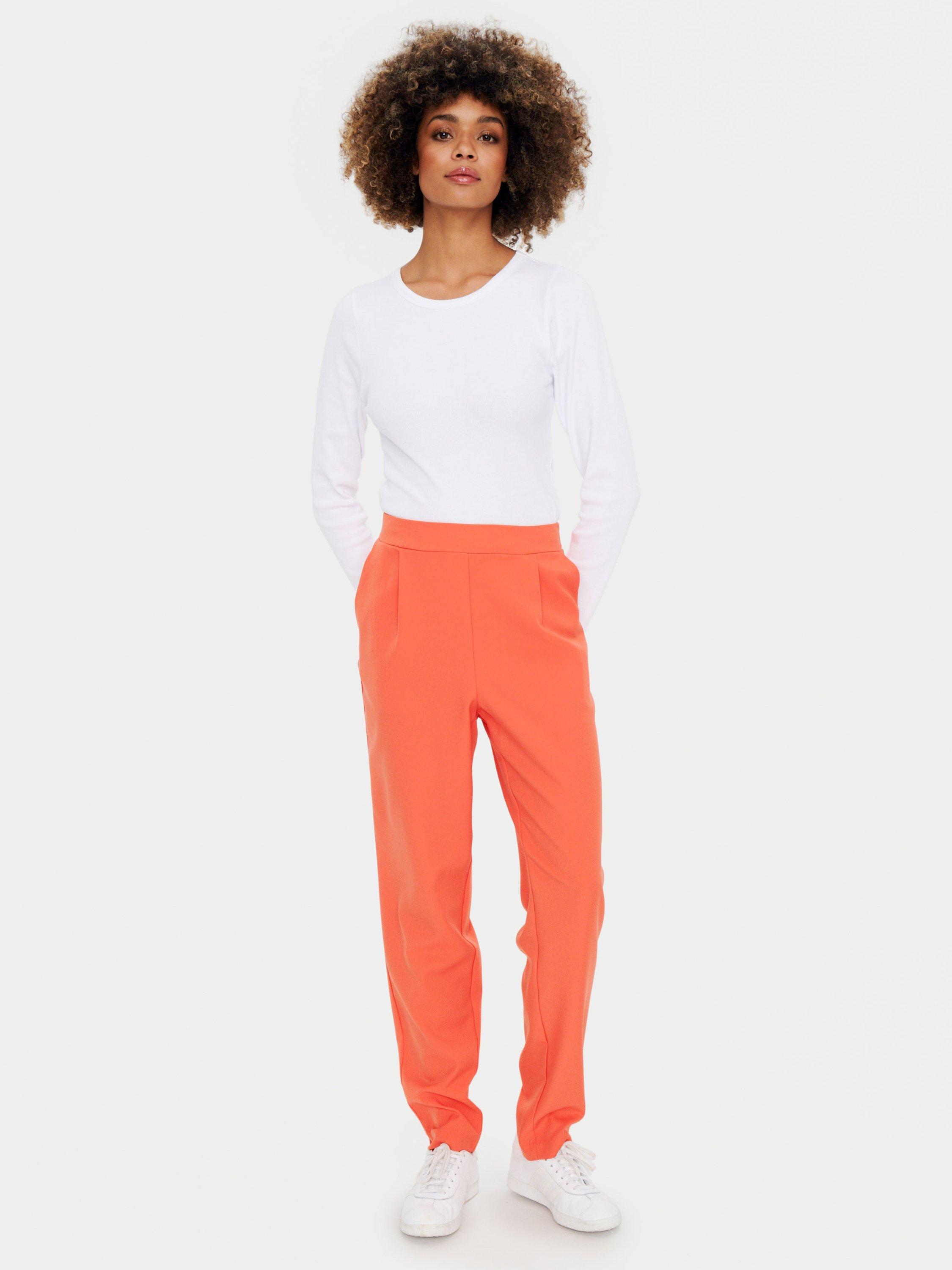 Product image 3 of 6, which shows Saint Tropez Celest Elasticated Waist Trousers, Tigerlily, S
