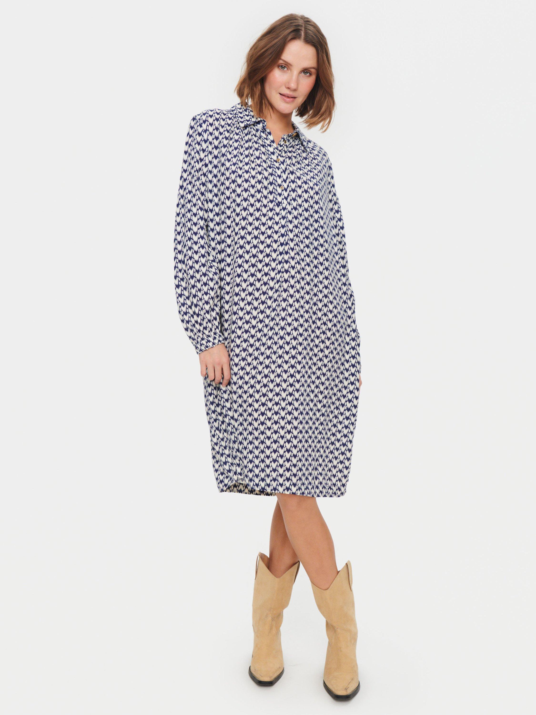 Product image 1 of 7, which shows Saint Tropez Darlene Graphic Print Shirt Dress, Patriot Blue, S