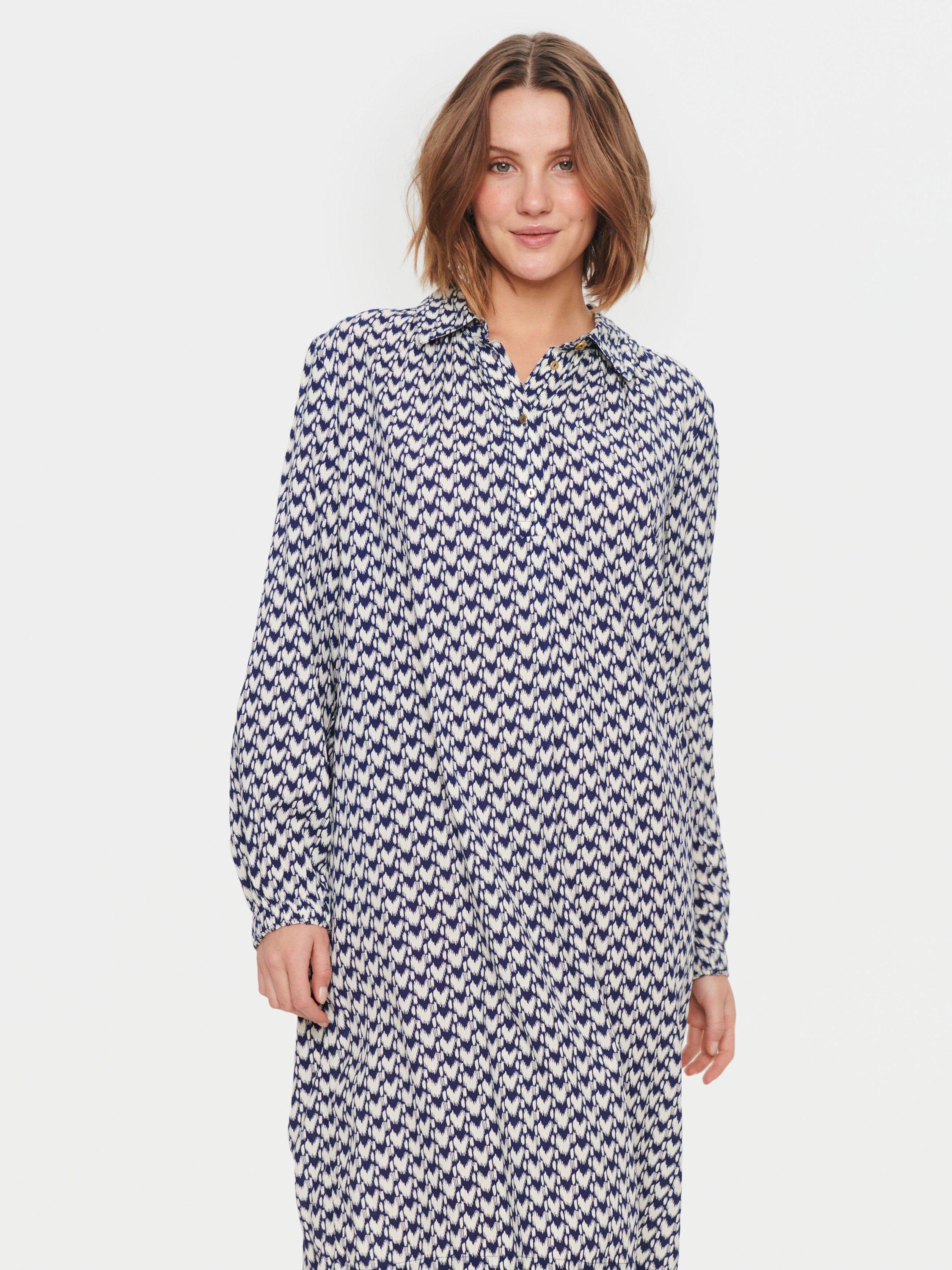 Product image 3 of 7, which shows Saint Tropez Darlene Graphic Print Shirt Dress, Patriot Blue, S