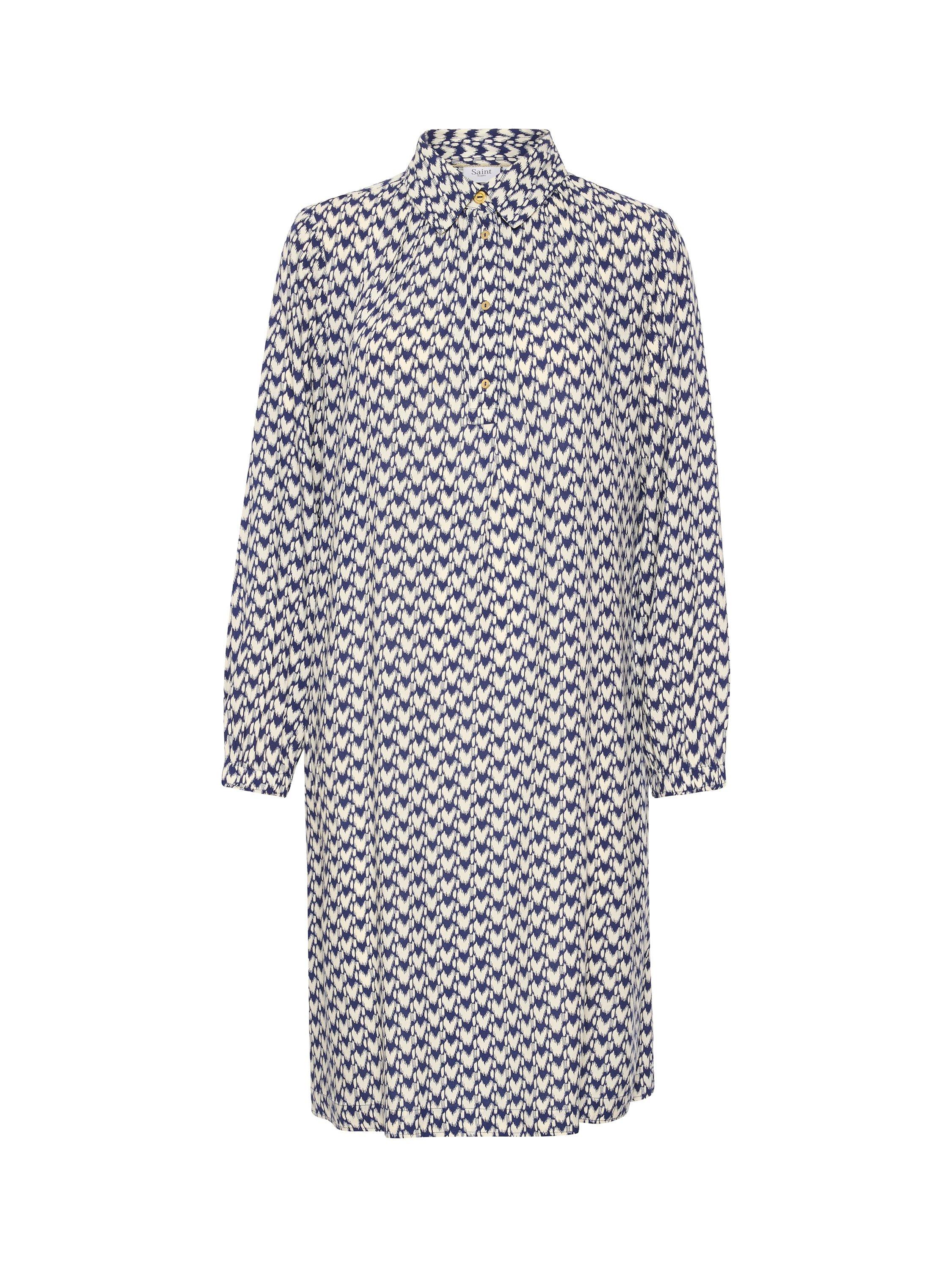 Product image 6 of 7, which shows Saint Tropez Darlene Graphic Print Shirt Dress, Patriot Blue, S
