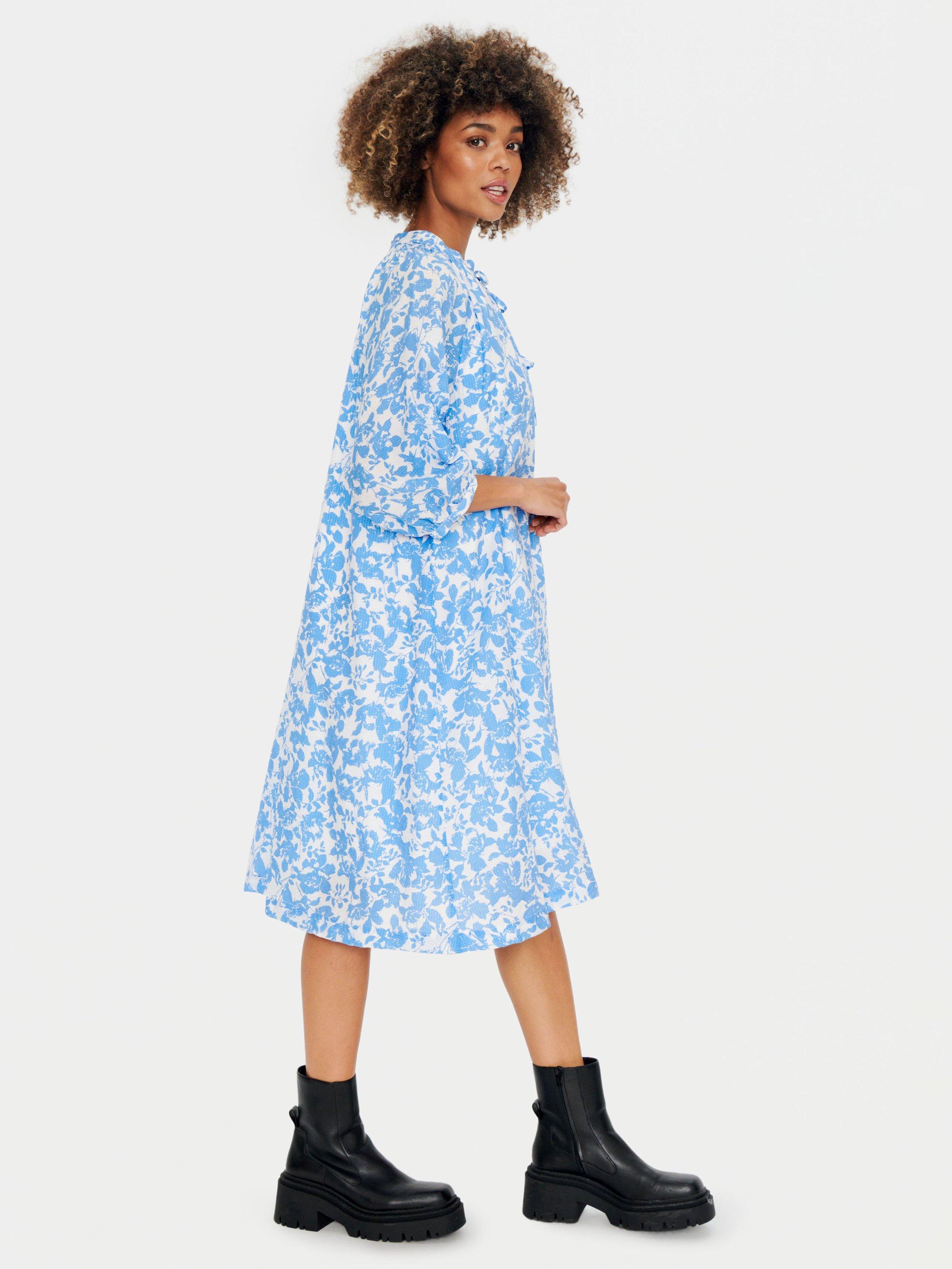 Product image 4 of 8, which shows Saint Tropez Daphne Abstract Floral Print Slip Dress, Ultramarine, M