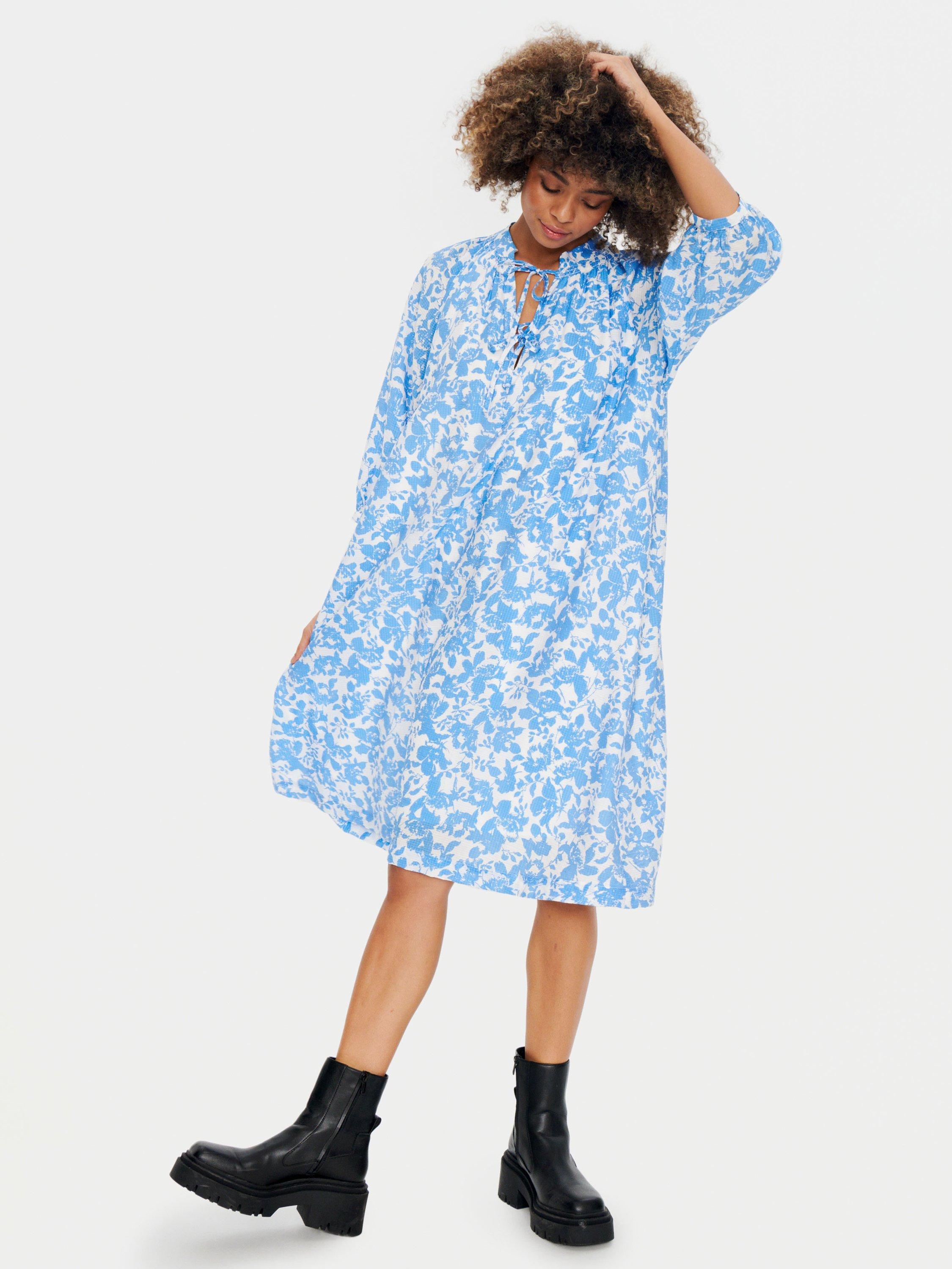 Product image 5 of 8, which shows Saint Tropez Daphne Abstract Floral Print Slip Dress, Ultramarine, M