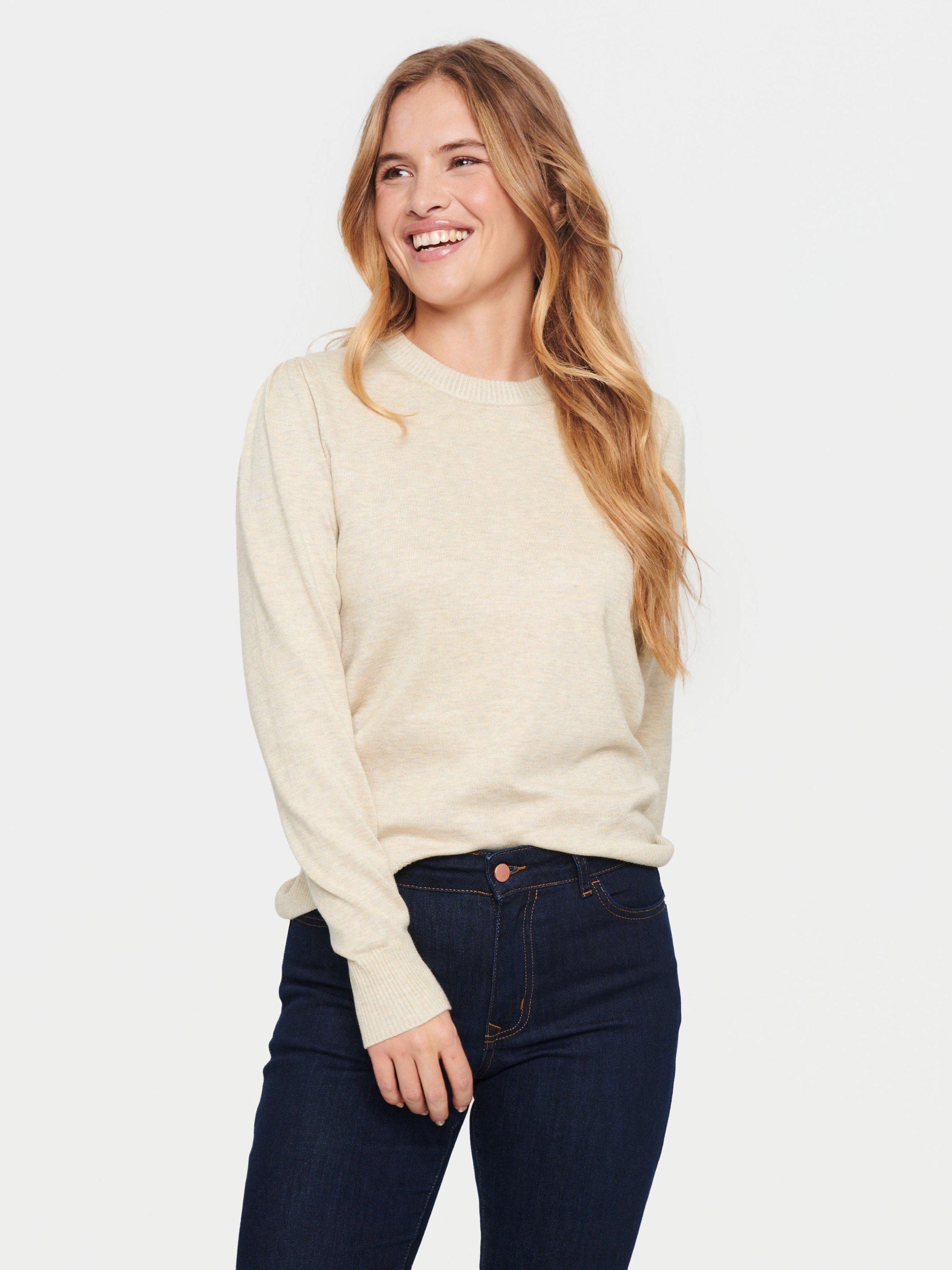Saint Tropez Mila Long Sleeve Crew Neck Jumper, Jojoba Melange