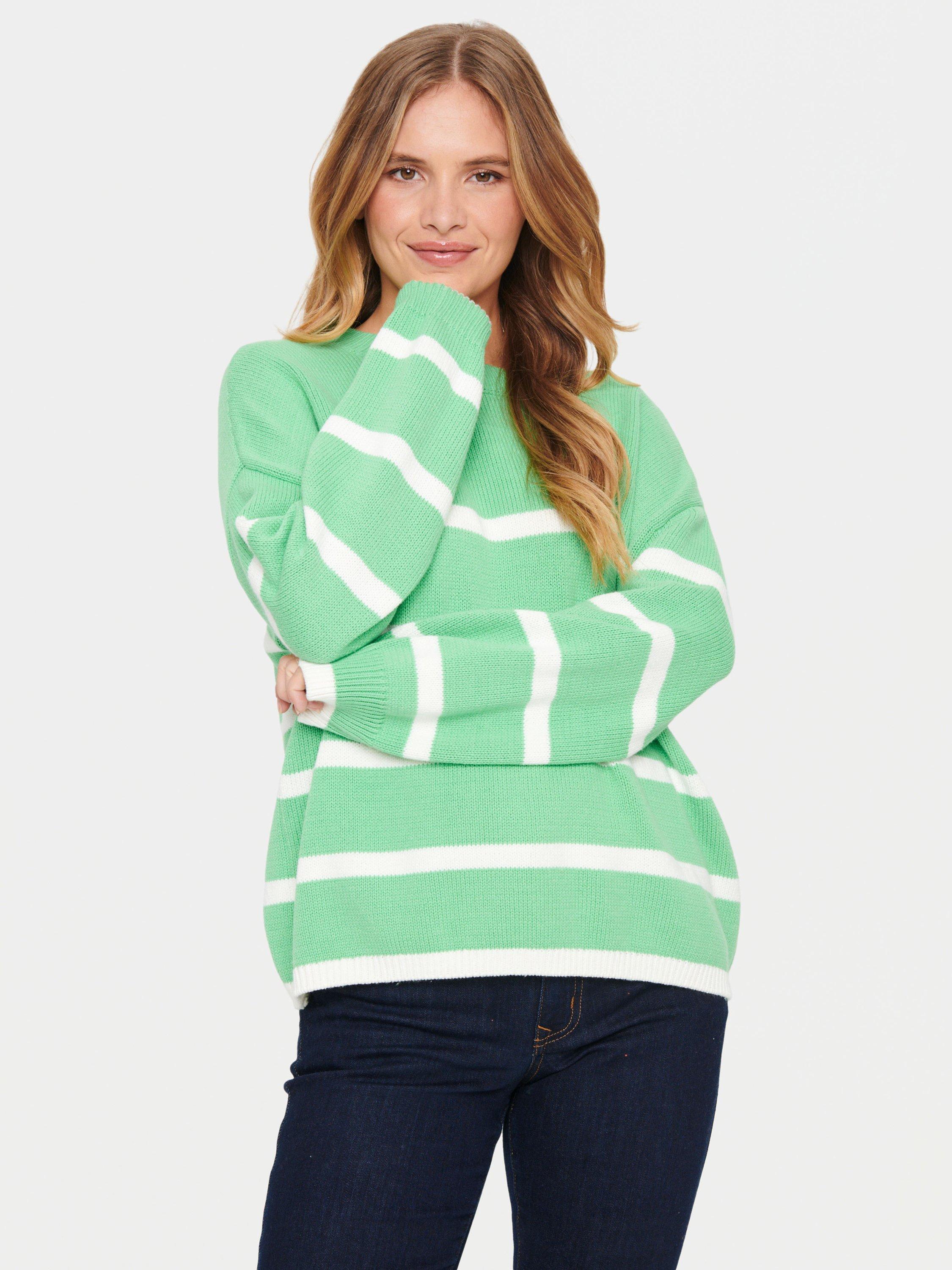 Saint Tropez Terna Relaxed Striped Jumper, Zephyr Green, XL