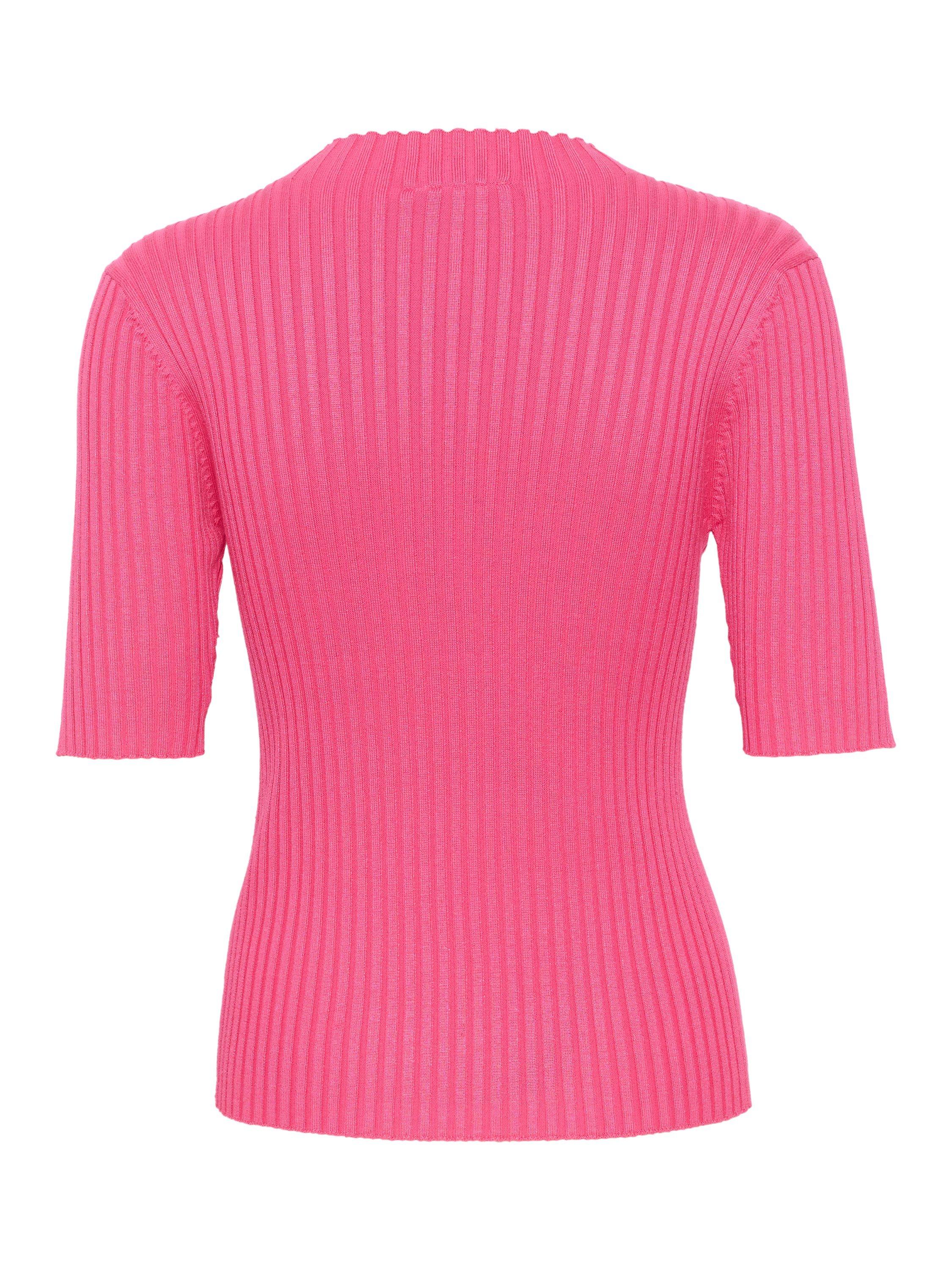 Product image 6 of 6, which shows Saint Tropez Dania Slim Fit Half Sleeve Ribbed Jumper, Fandango Pink, XL