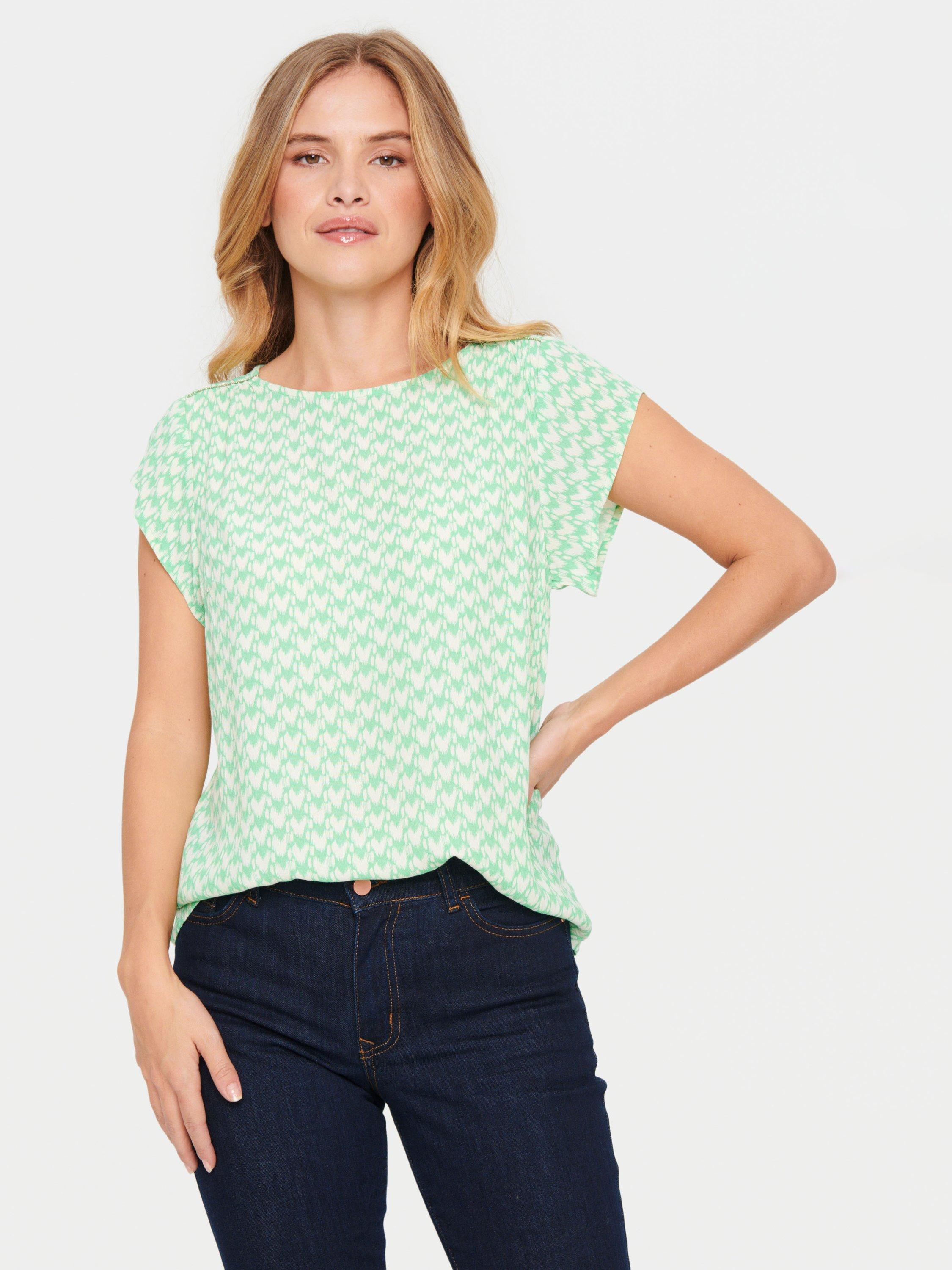Saint Tropez Blanca Adele Graphic Print Blouse, Light Green
