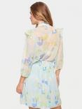 Saint Tropez Doja Abstract Print Ruffle Trim Shirt, Water Hues