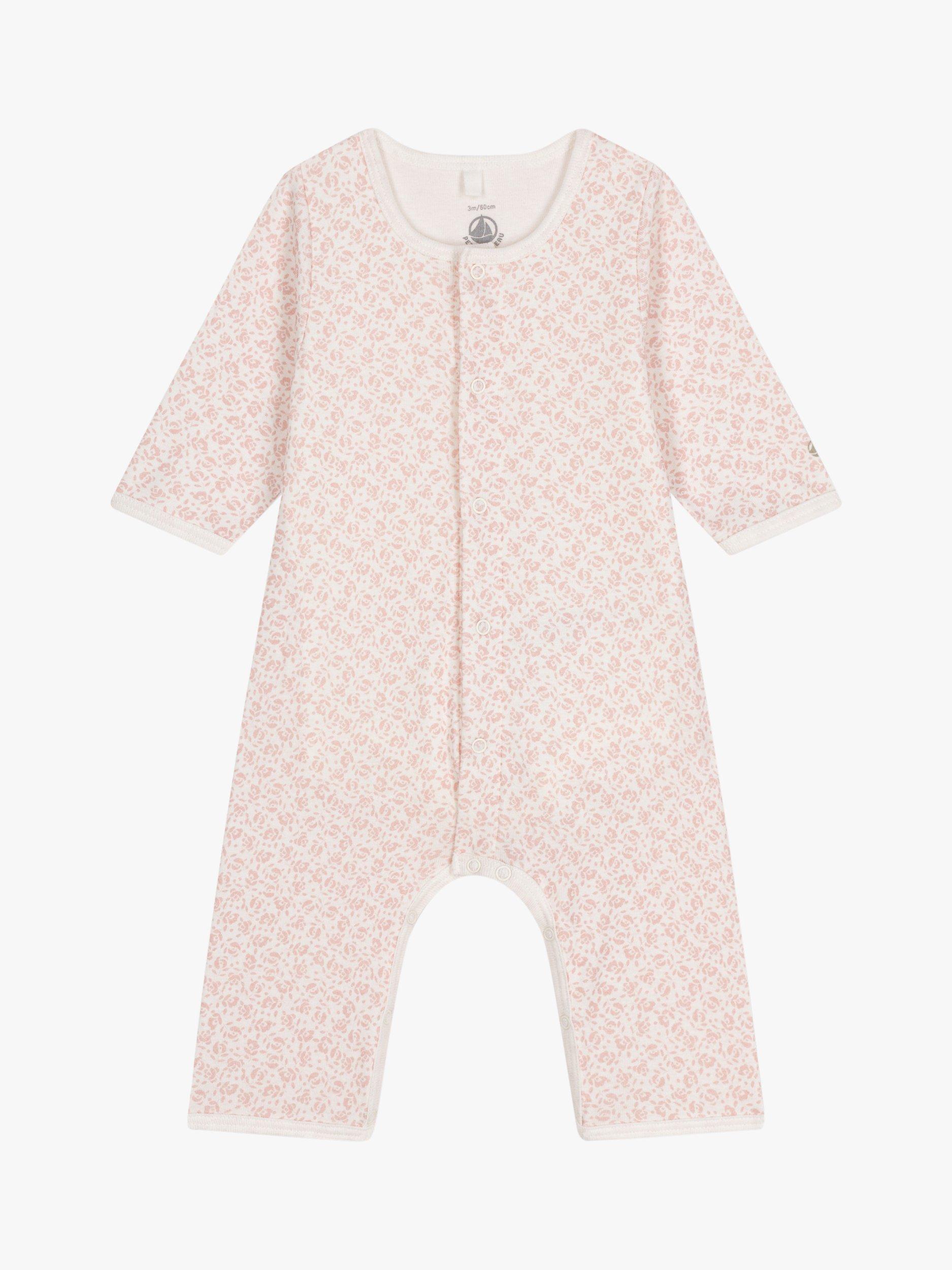 Product image 1 of 5, which shows Petit Bateau Baby Footless Floral Print Bodyjama, Marshmallow/Panty, 3 months