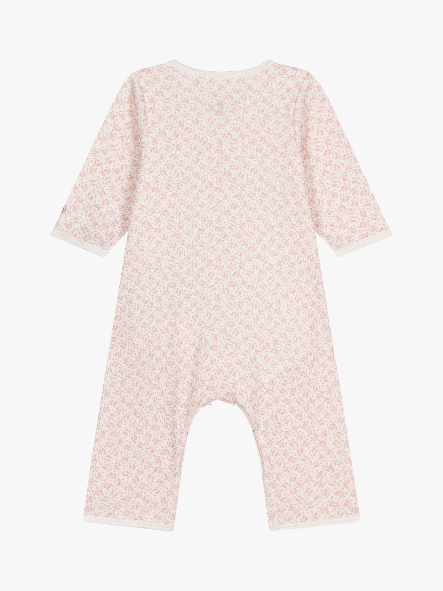 Product image 2 of 5, which shows Petit Bateau Baby Footless Floral Print Bodyjama, Marshmallow/Panty, 3 months