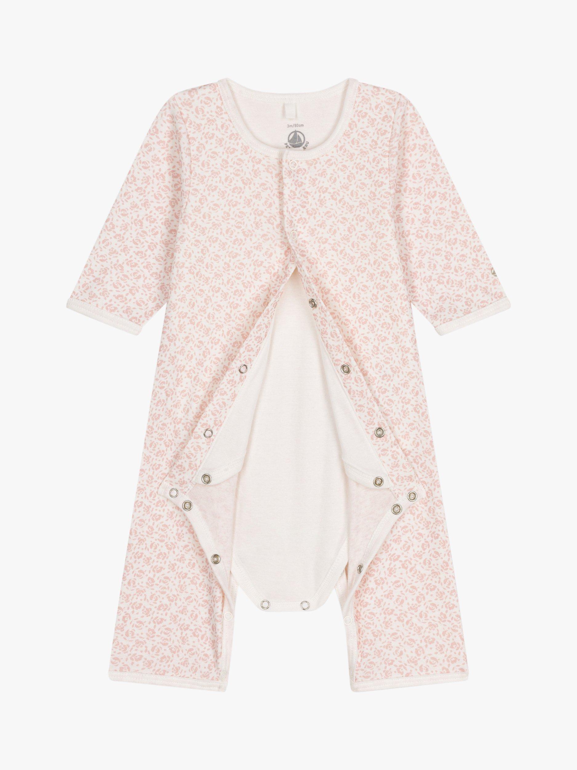 Product image 3 of 5, which shows Petit Bateau Baby Footless Floral Print Bodyjama, Marshmallow/Panty, 3 months