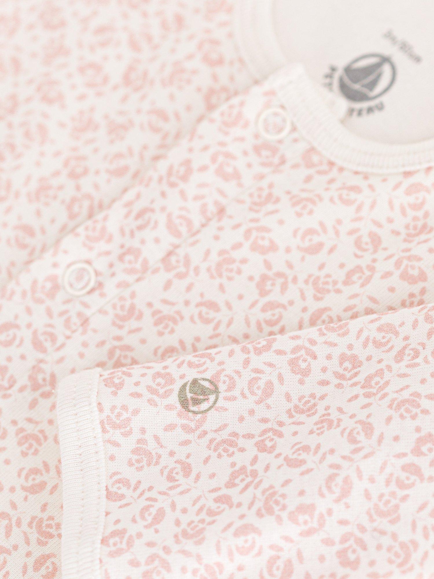Product image 5 of 5, which shows Petit Bateau Baby Footless Floral Print Bodyjama, Marshmallow/Panty, 3 months