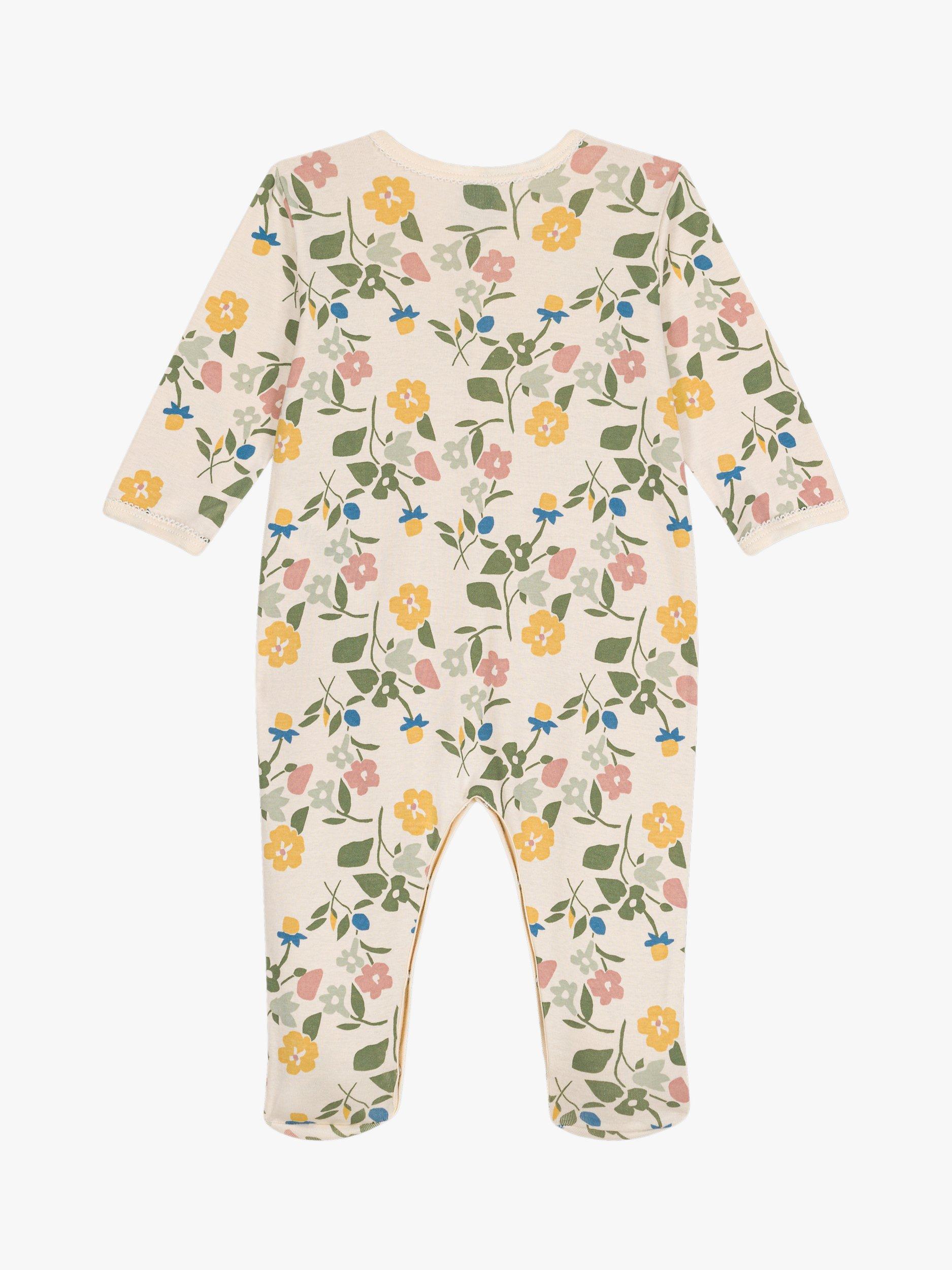 Product image 5 of 6, which shows Petit Bateau Baby Floral Print Sleepsuit, Avalanche/Multi, 3 months