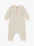 Petit Bateau Baby Knitted Stripe Romper, Avalanche/Herbier