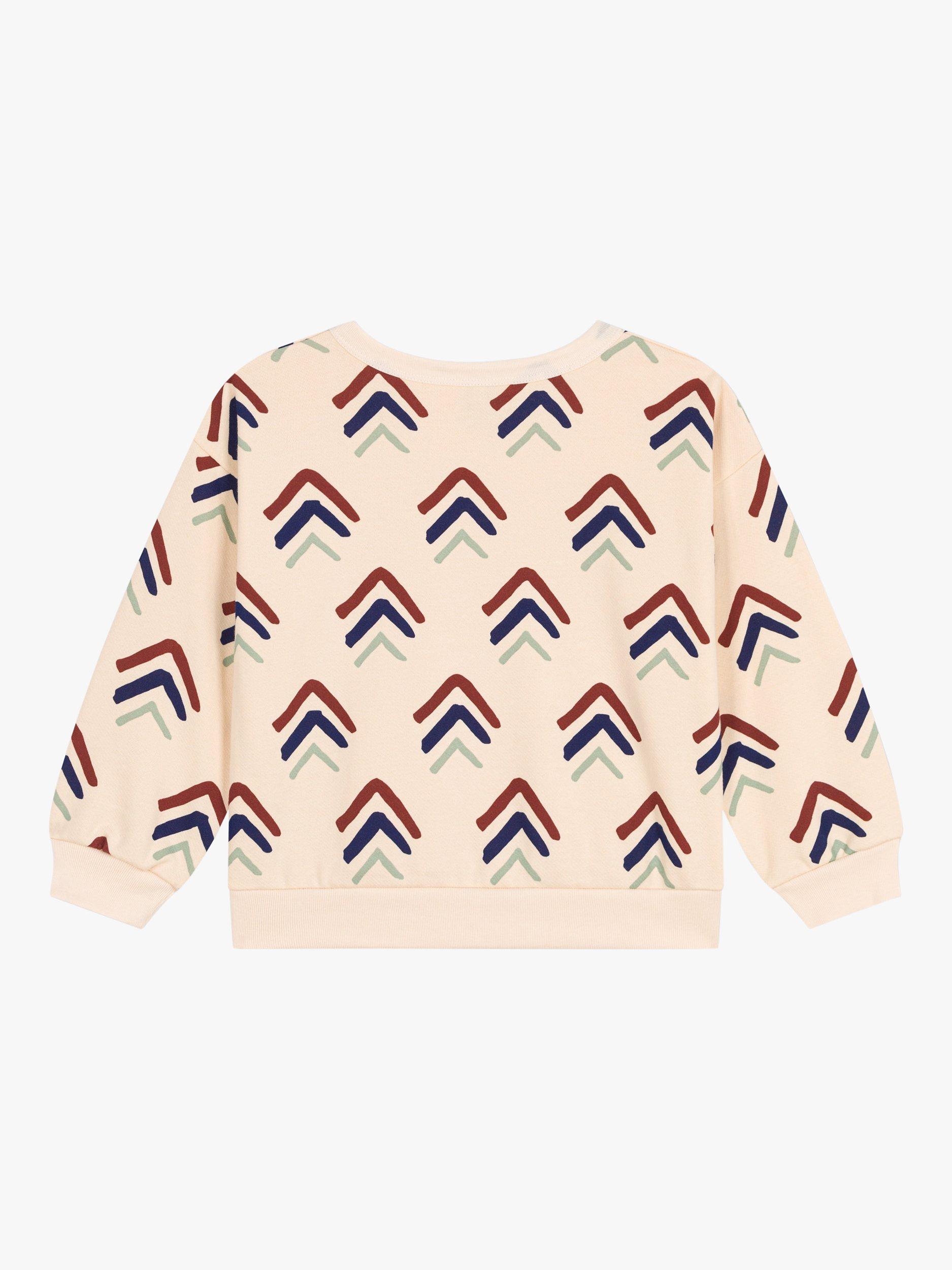 Product image 2 of 3, which shows Petit Bateau Kids' Chevron Print Fleece Sweatshirt, Avalanche/Multi, 8 years