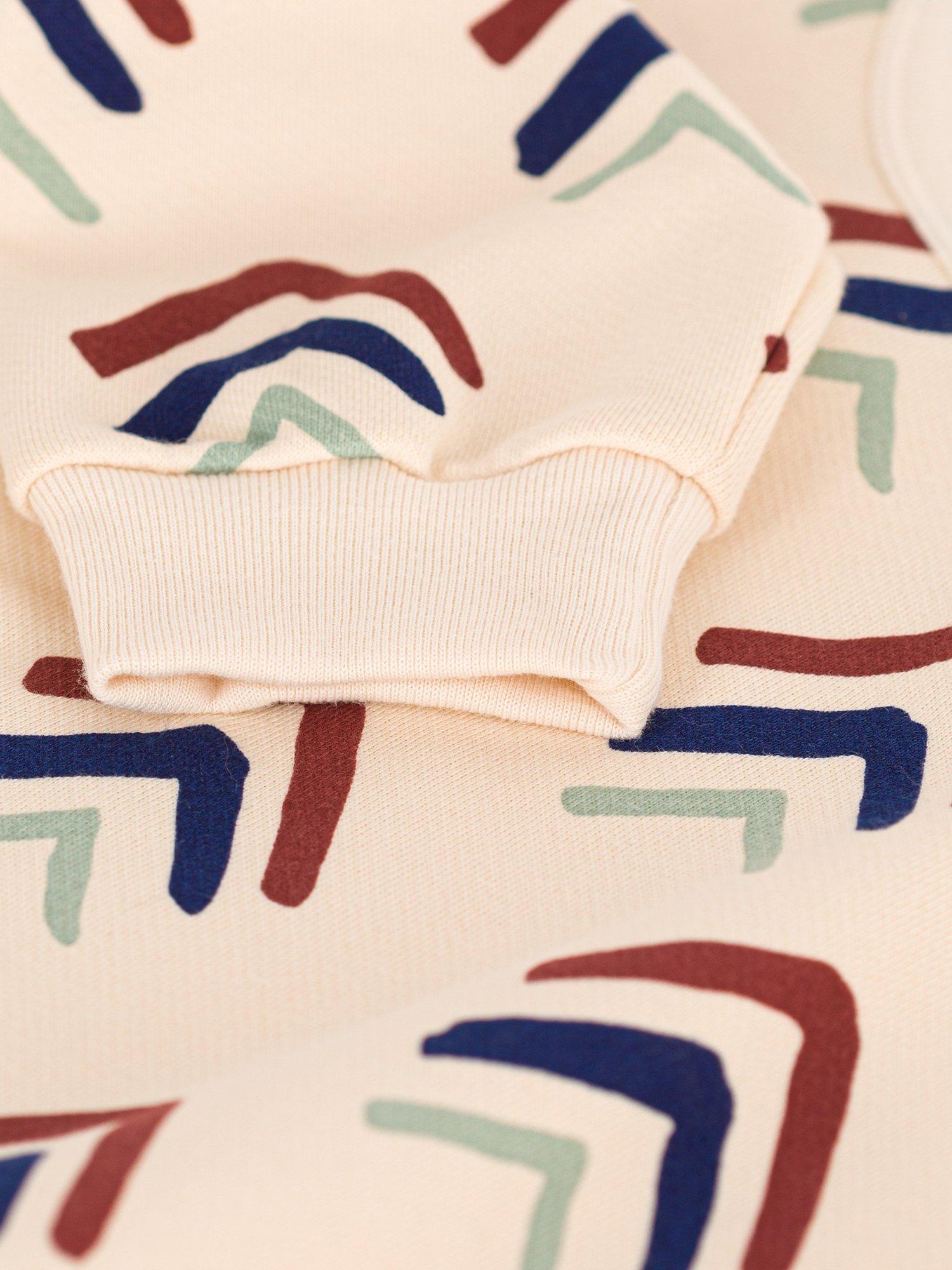 Product image 3 of 3, which shows Petit Bateau Kids' Chevron Print Fleece Sweatshirt, Avalanche/Multi, 8 years