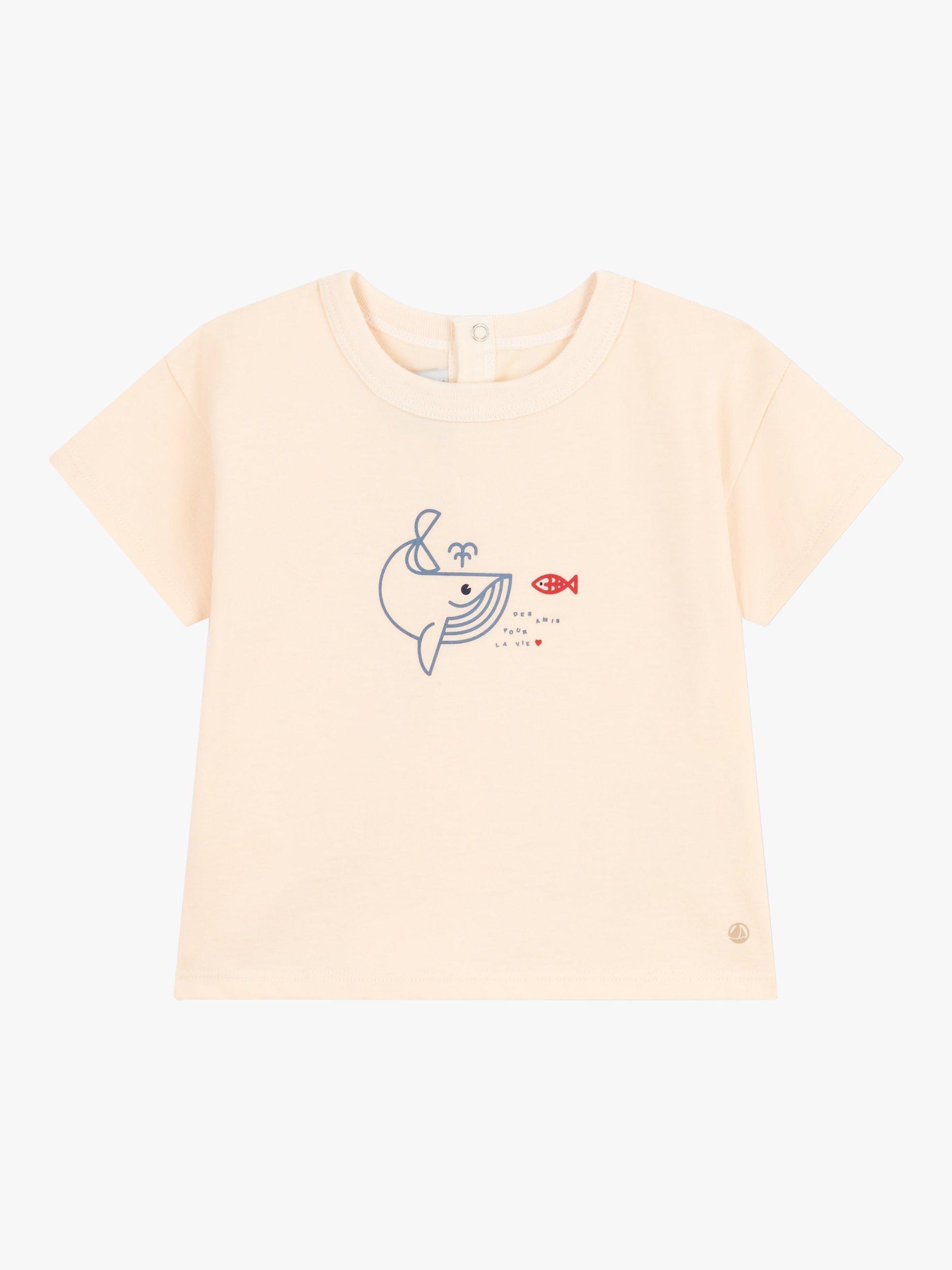 Product image 1 of 3, which shows Petit Bateau Baby Short Sleeve Whale T-Shirt, Avalanche, 6 months