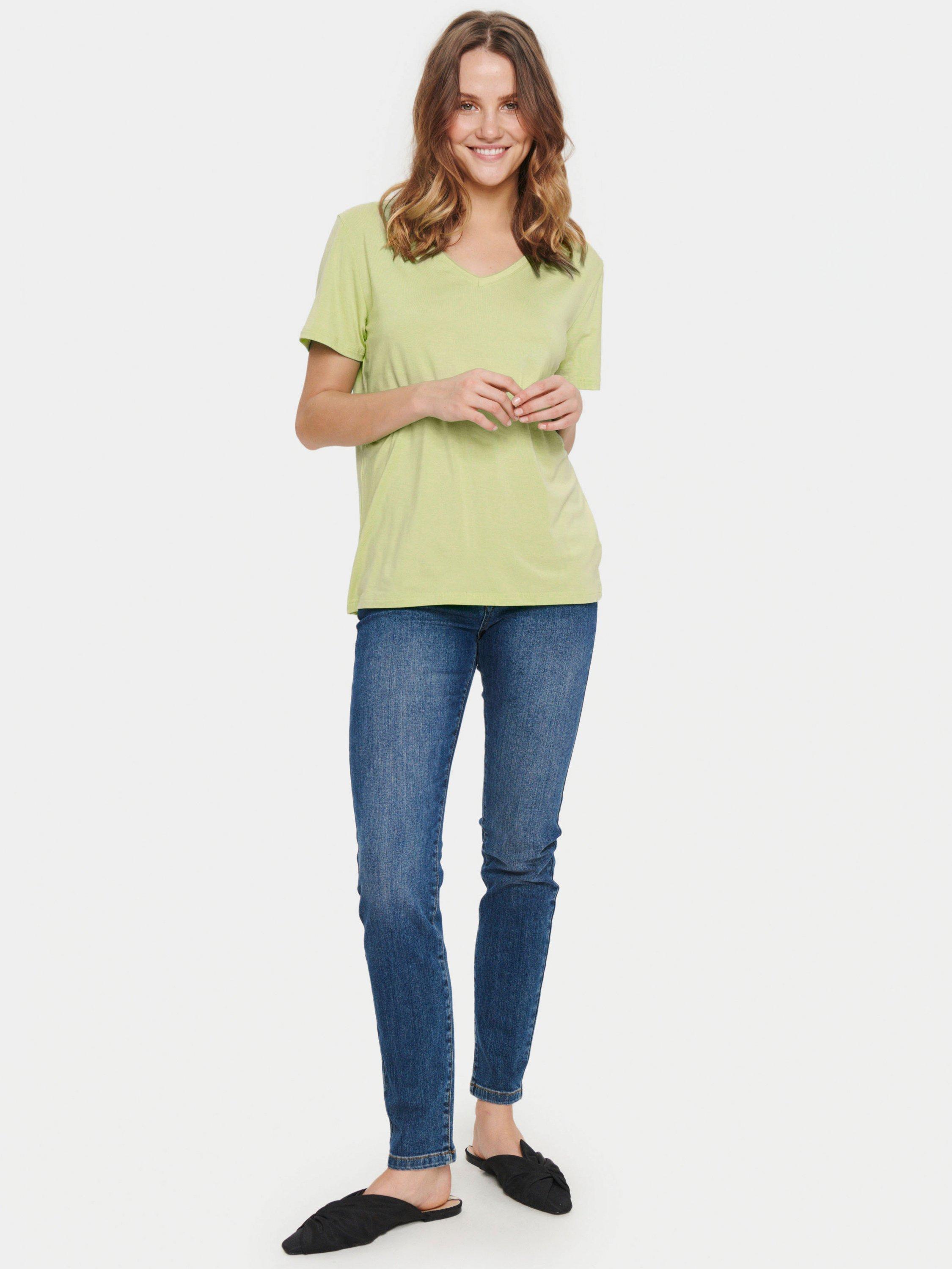 Saint Tropez Adelia V Neck T-Shirt, Seedling, XS