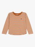 Petit Bateau Kids' Stripy Long Sleeve T-Shirt, Ecureuil/Avalanche