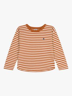 Petit Bateau Kids' Stripy Long Sleeve T-Shirt, Ecureuil/Avalanche, Ecureuil/Avalanche