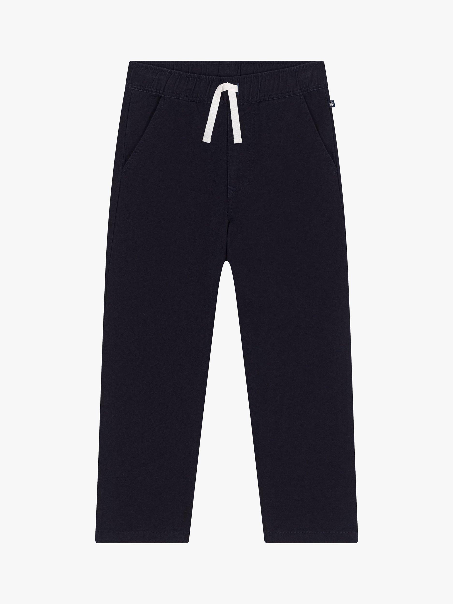 Product image 3 of 5, which shows Petit Bateau Kids' Cotton Linen Blend Trousers, Smoke, 3 years