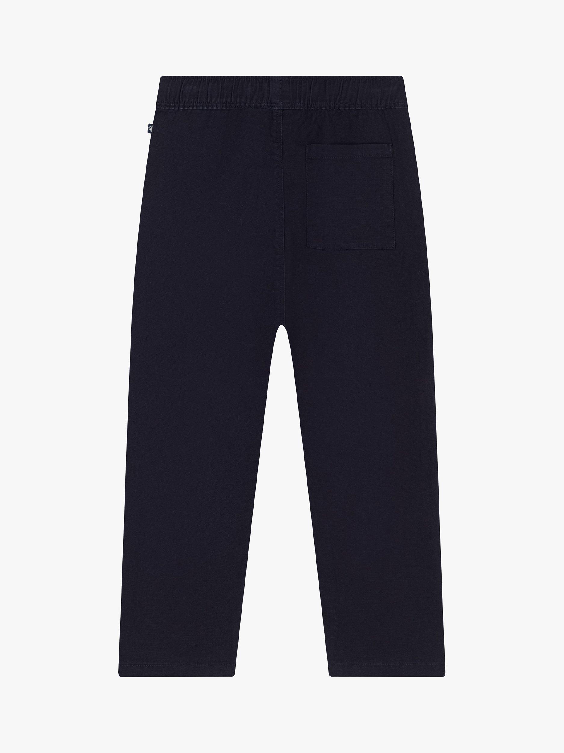Product image 4 of 5, which shows Petit Bateau Kids' Cotton Linen Blend Trousers, Smoke, 3 years