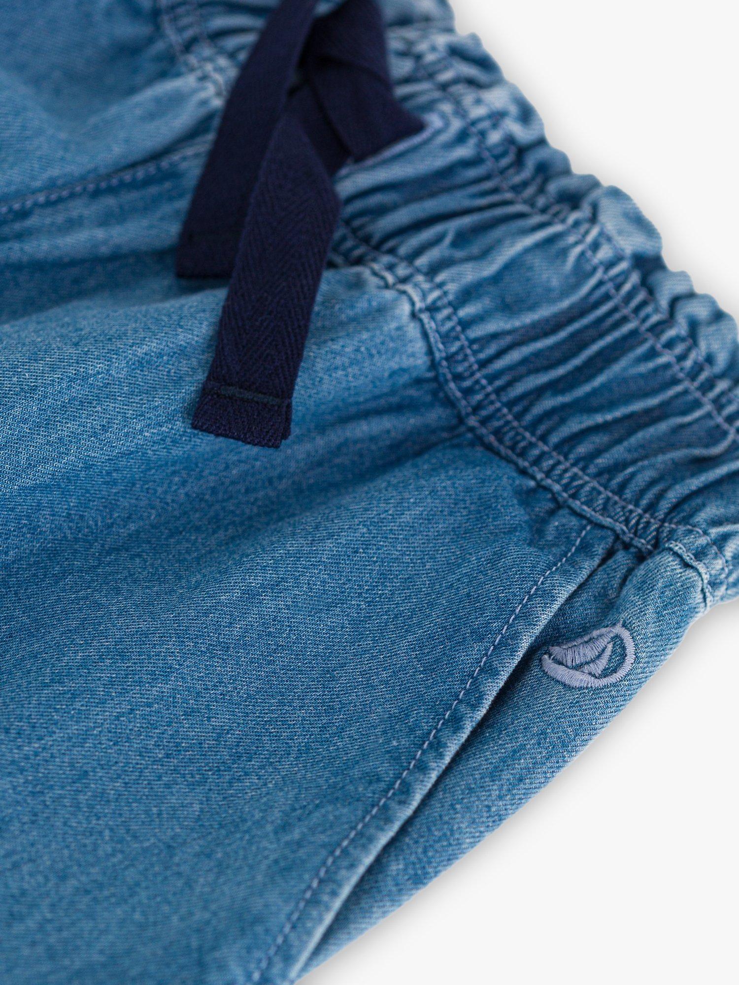 Product image 3 of 3, which shows Petit Bateau Kids' Light Denim Wide Leg Jeans, Denim Clair, 3 years