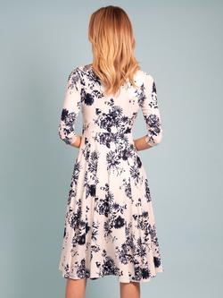 Alie Street Annie Floral Print Jersey Midi Dress, Oyster/Blue - view 2, Oyster/Blue