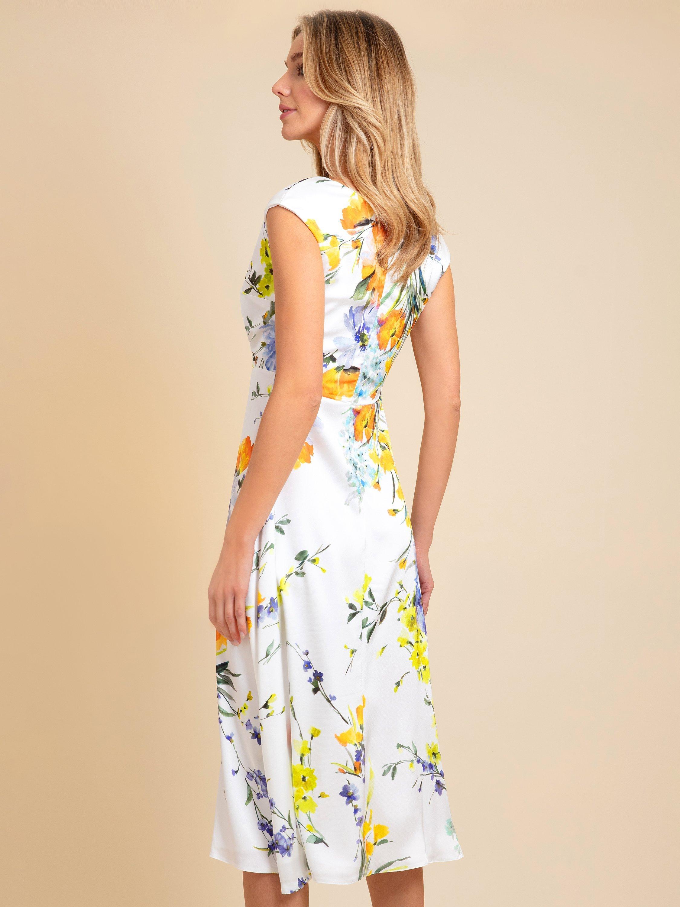 Product image 2 of 4, which shows Alie Street Grace Floral Brights Midi Dress, White/Multi, 16-18