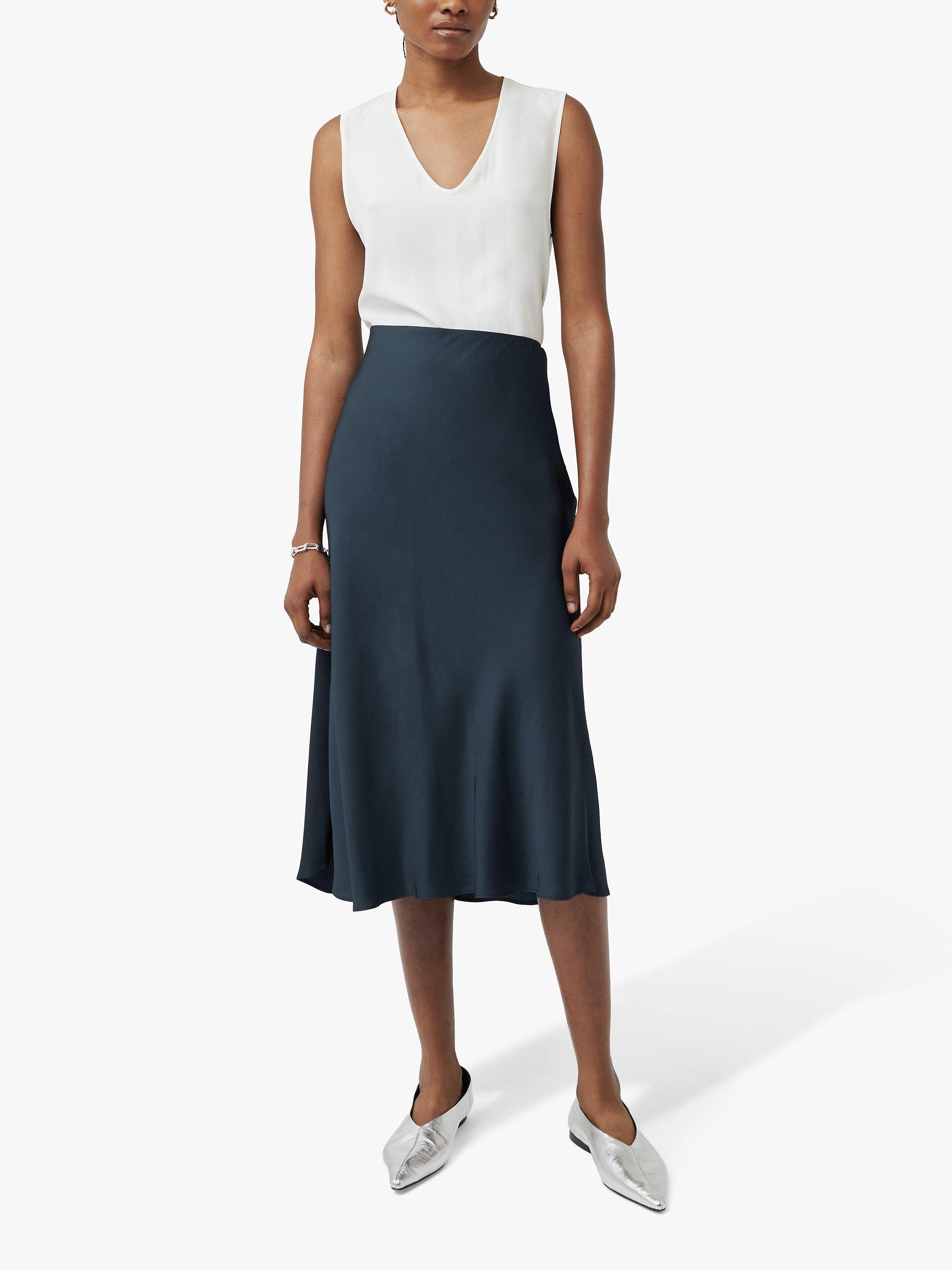 Product image 5 of 6, which shows Jigsaw Satin Bias Cut Midi Skirt, Navy, 6