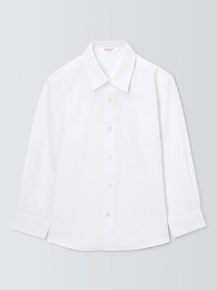 John Lewis Boys' Long Sleeve Patch Pocket School Shirts, Pack of 5, White, White