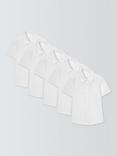 John Lewis ANYDAY Girl's Short Sleeve Patch Pocket School Shirts, Pack of 5, White