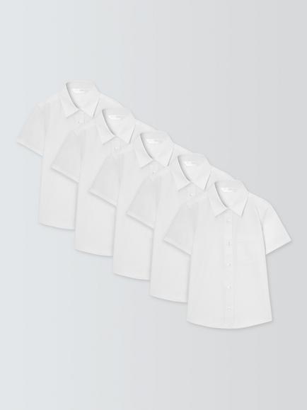 John Lewis Girl's Short Sleeve Patch Pocket School Shirts, Pack of 5, 
