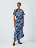 John Lewis Fit & Flare Midaxi Dress, Blue Texture