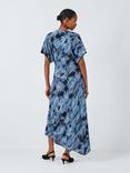 John Lewis Fit & Flare Midaxi Dress, Blue Texture