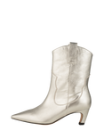 SHOE THE BEAR Dicte Leather Western Calf Boots, Silver Metallic