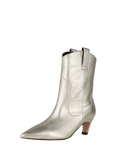 SHOE THE BEAR Dicte Leather Western Calf Boots, Silver Metallic