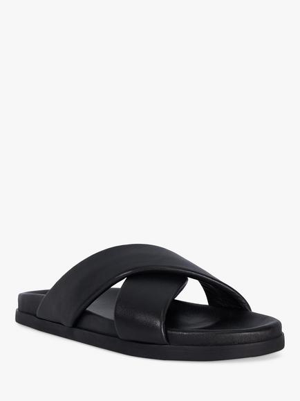 Dune London Isaacs Leather Cross Strap Sandals - view 2, Black