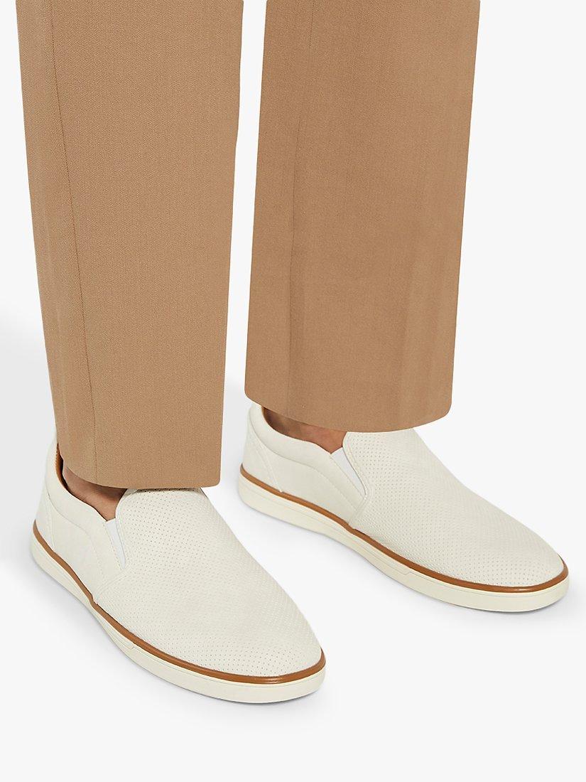 Dune Totals Perforated Slip On Trainers White synthetic