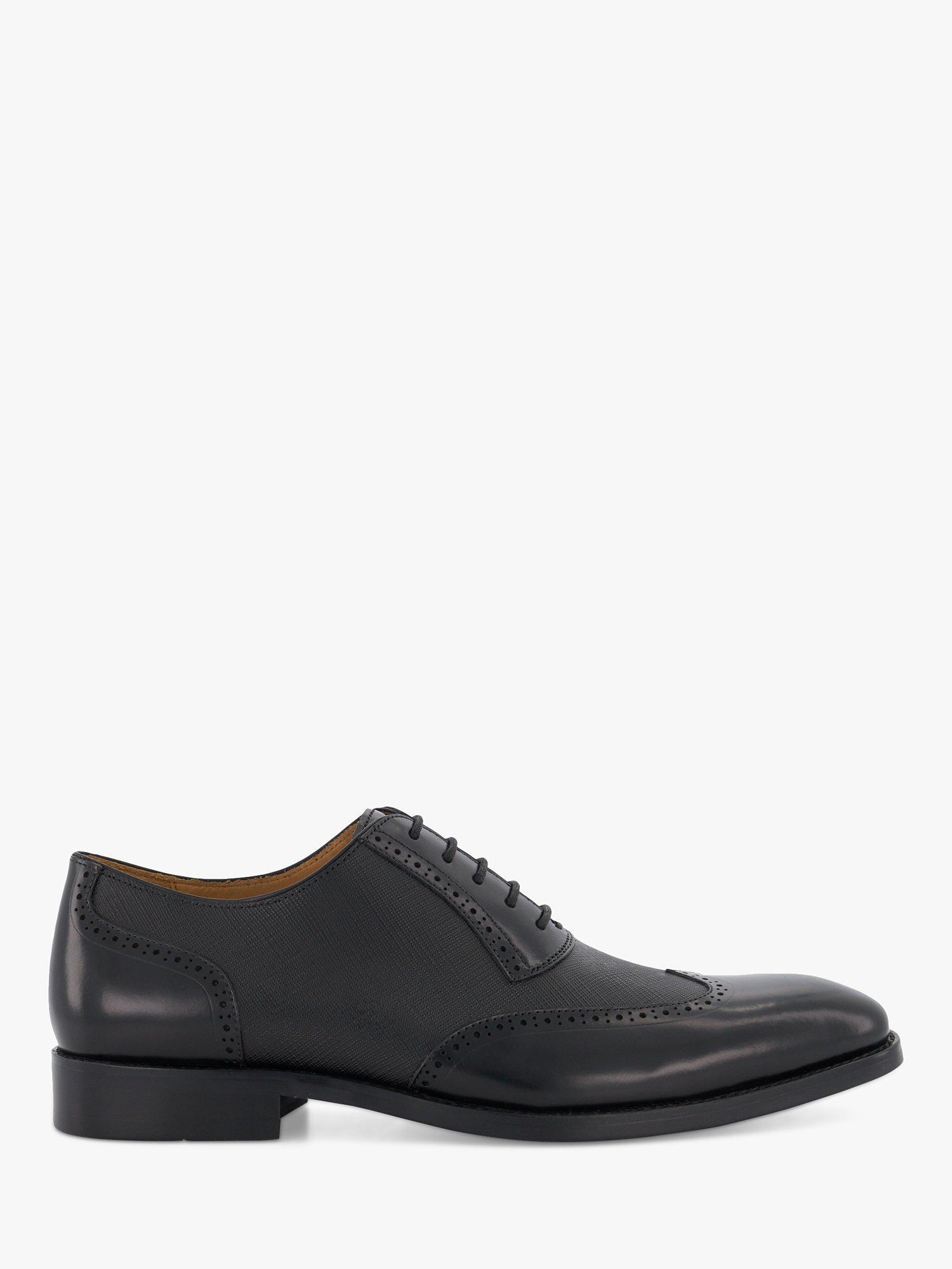 Dune Stuttgart Saffiano Leather Brogues, Black, 6